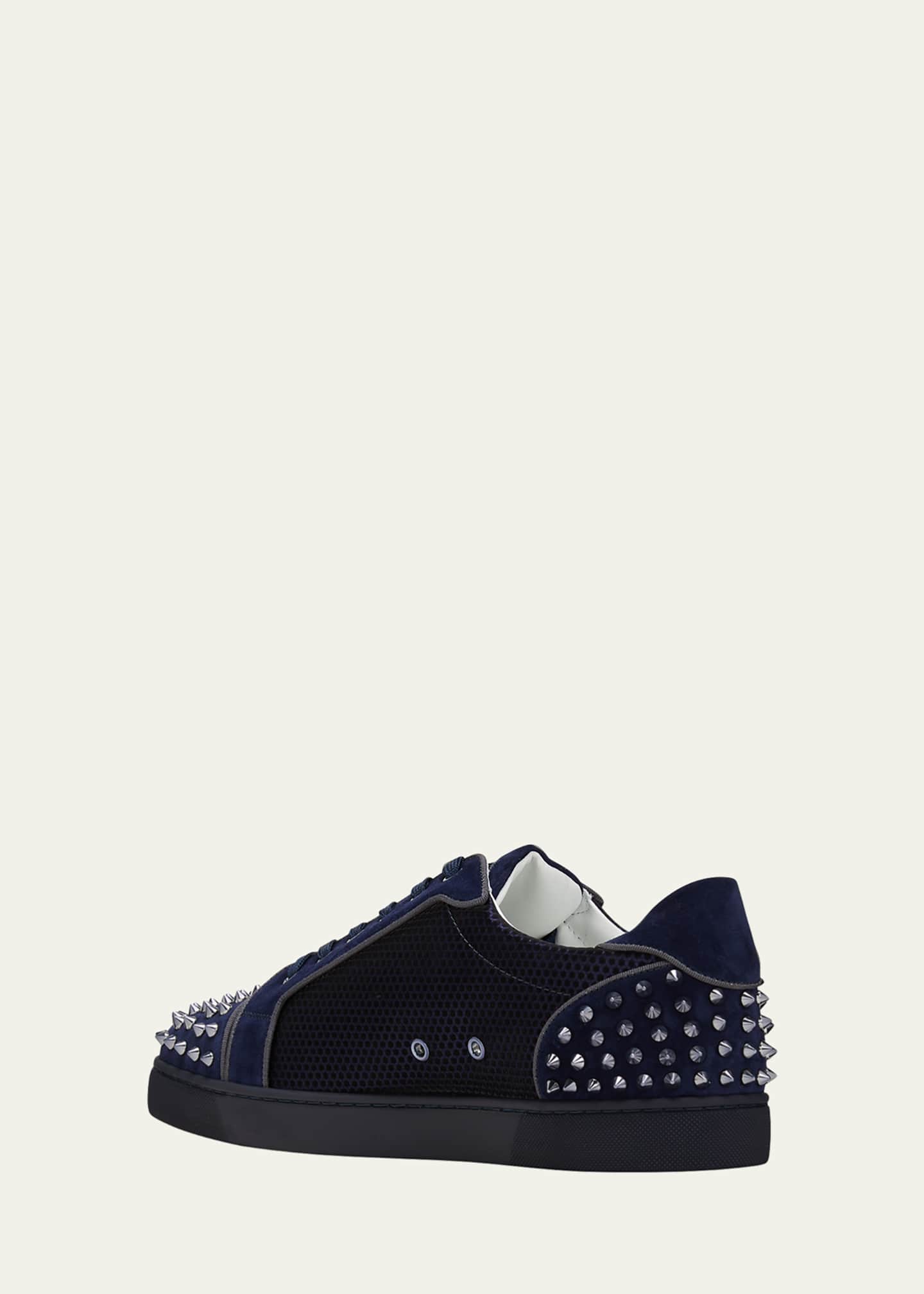 Christian Louboutin Lou Spike White And Blue Sneakers New Size 39 US 6