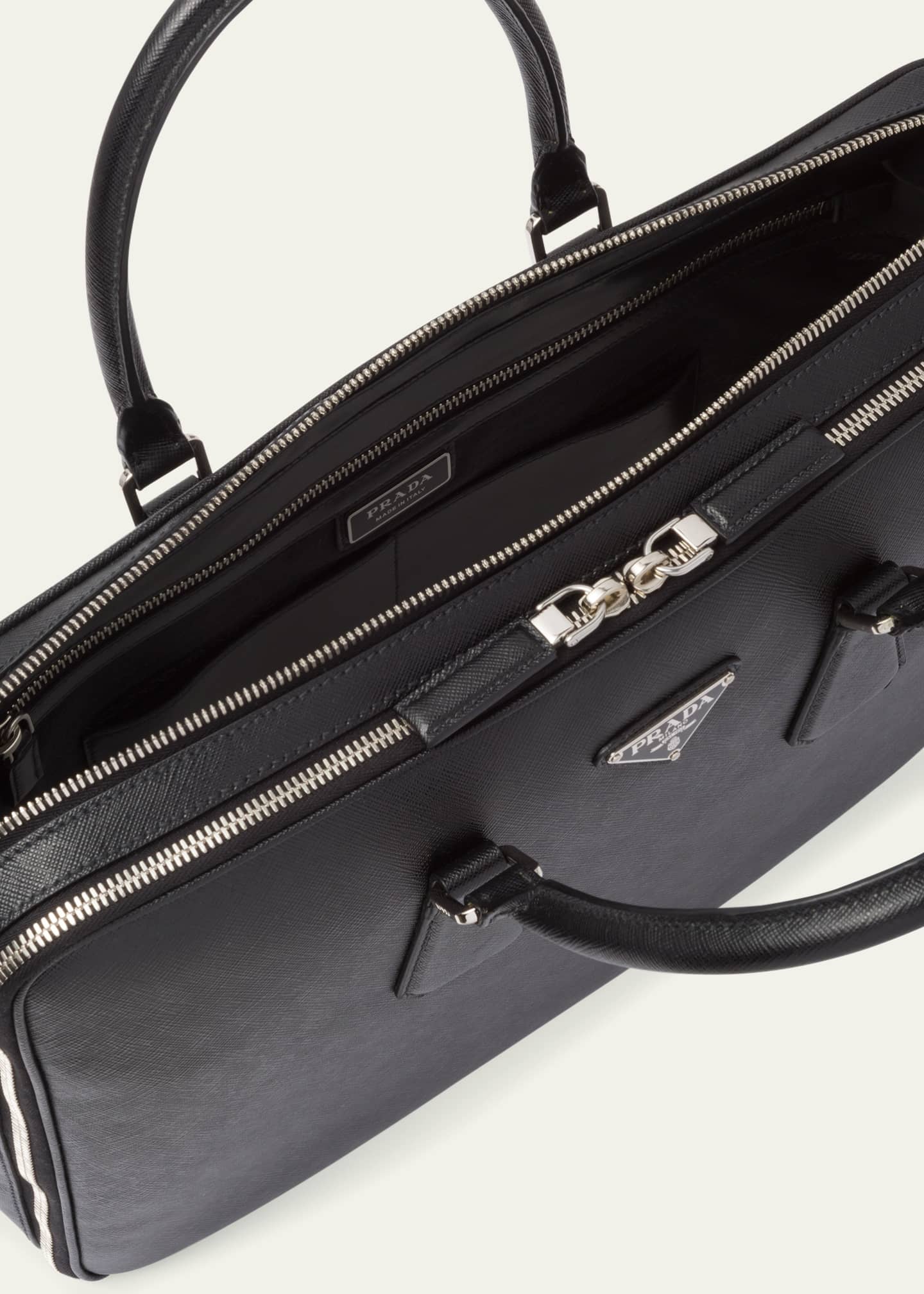 Prada Men's Saffiano Leather Briefcase Image 4 of 5