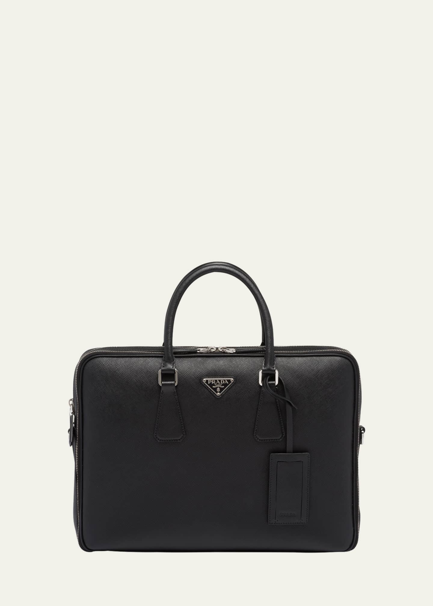 Prada Men's Saffiano Leather Briefcase Image 1 of 5