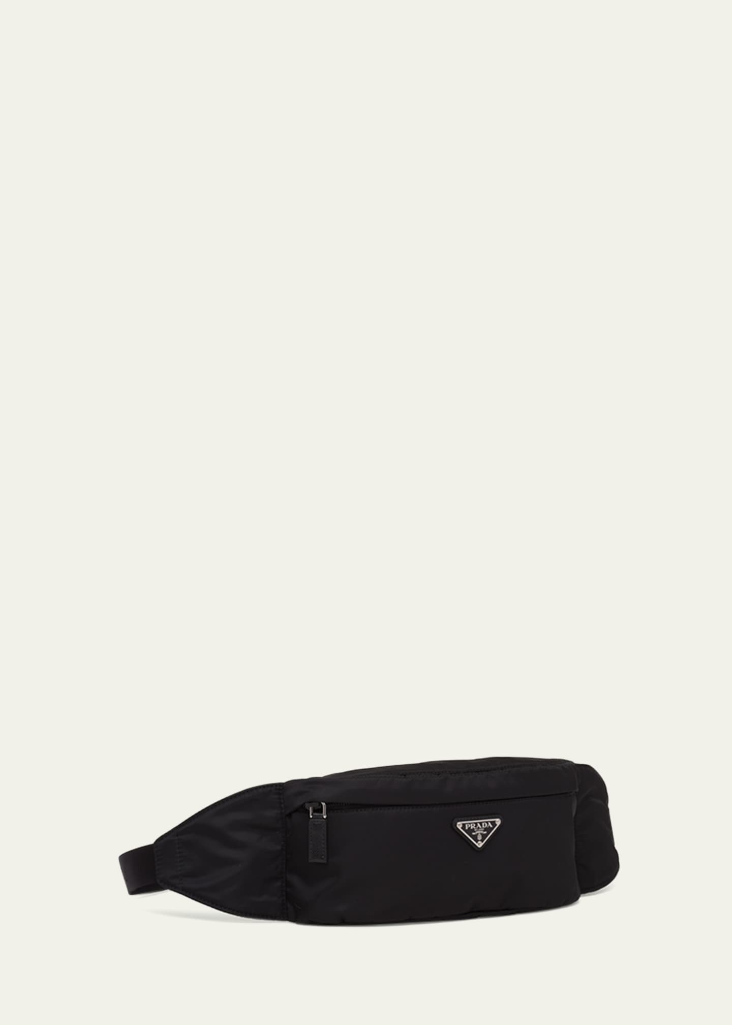 PRADA Re-Nylon Leather Belt Bag Black