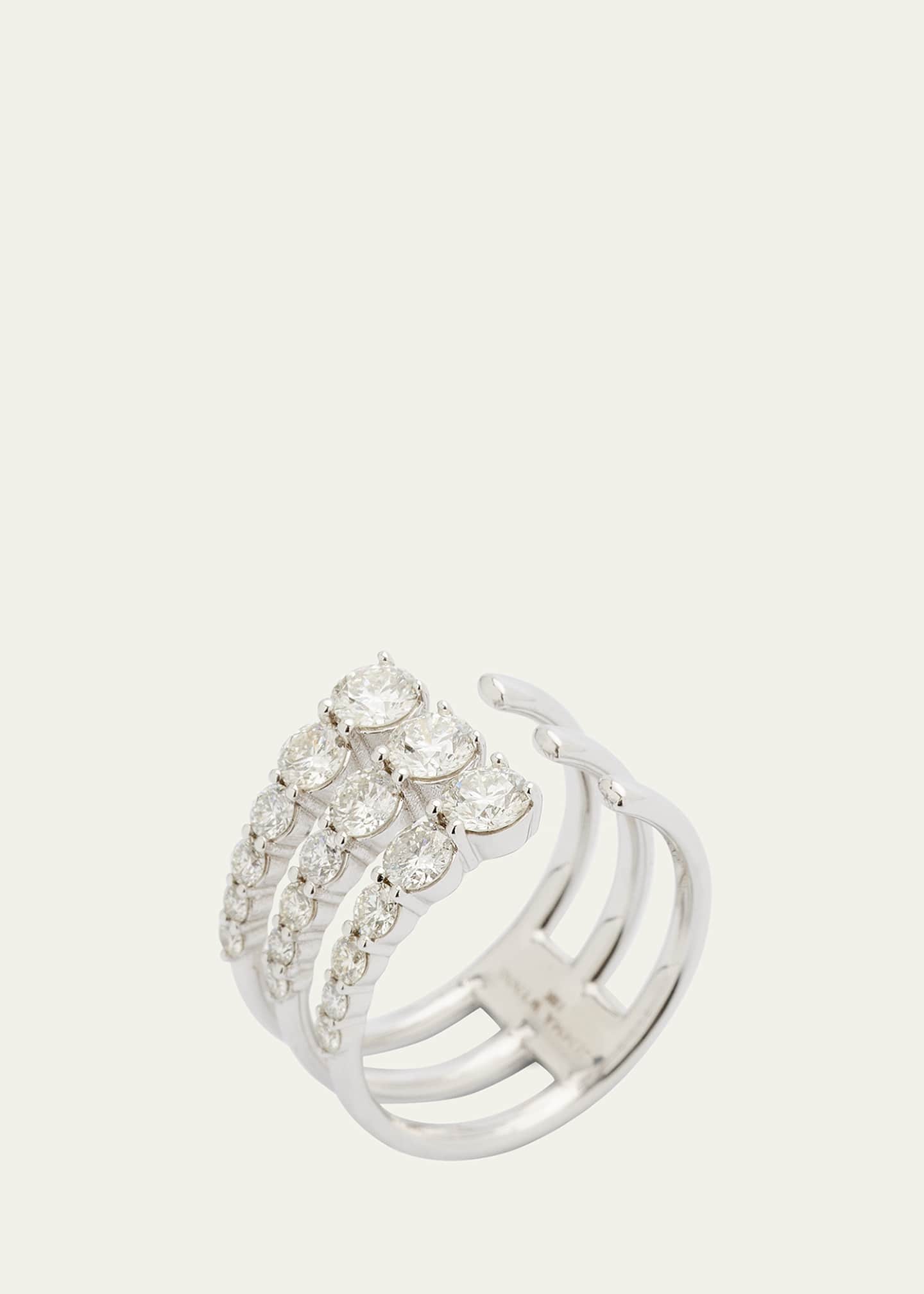 Jemma Wynne 18k White Gold Connexion Diamond Triple Band Open Ring, Size 7 Image 3 of 4