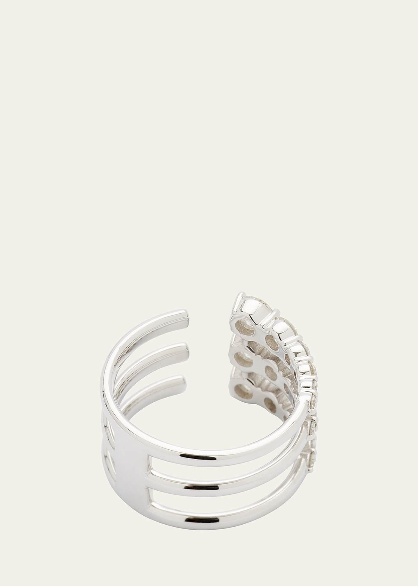 Jemma Wynne 18k White Gold Connexion Diamond Triple Band Open Ring, Size 7 Image 4 of 4