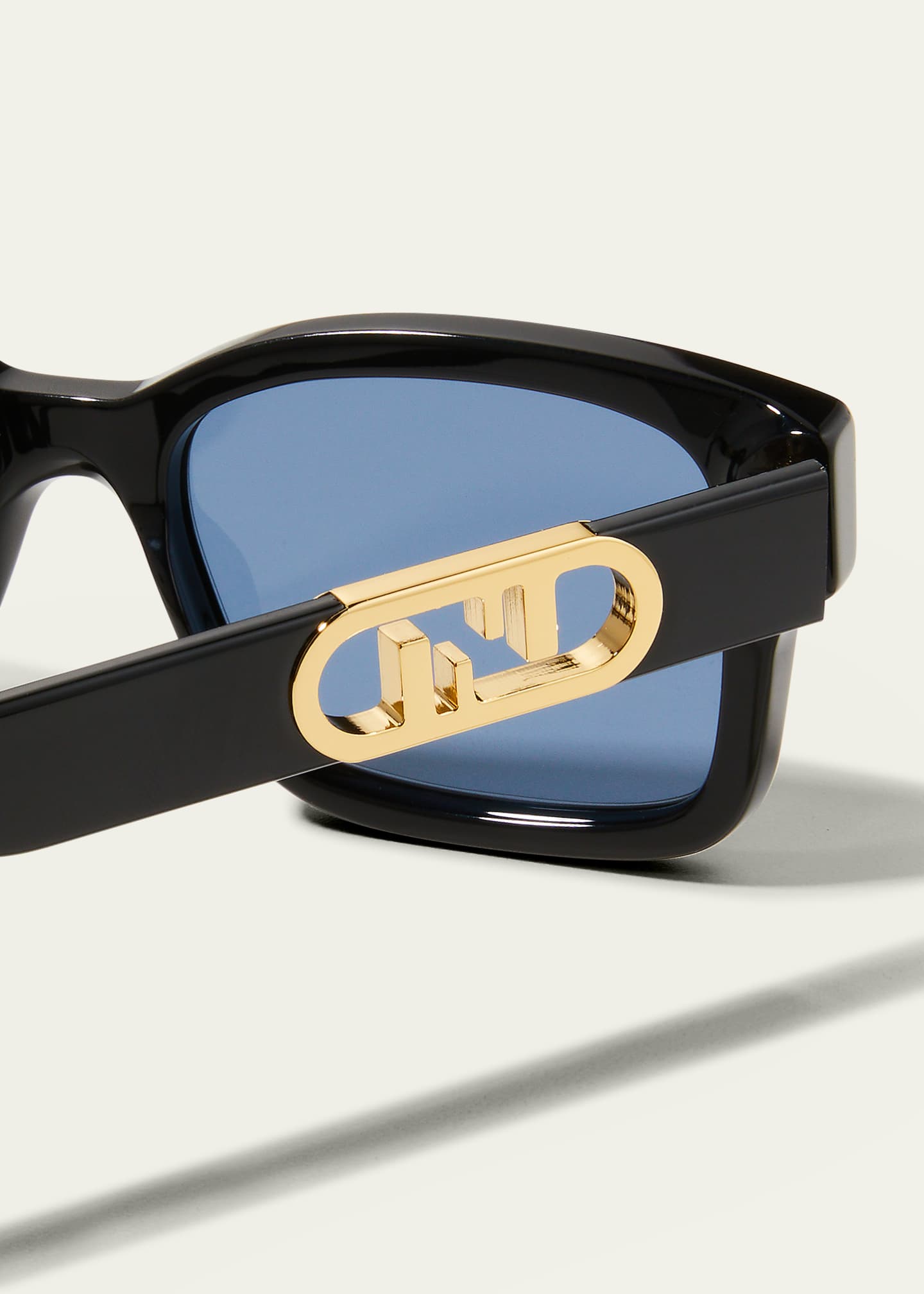 Fendi Men's Raised Logo Rectangle Sunglasses