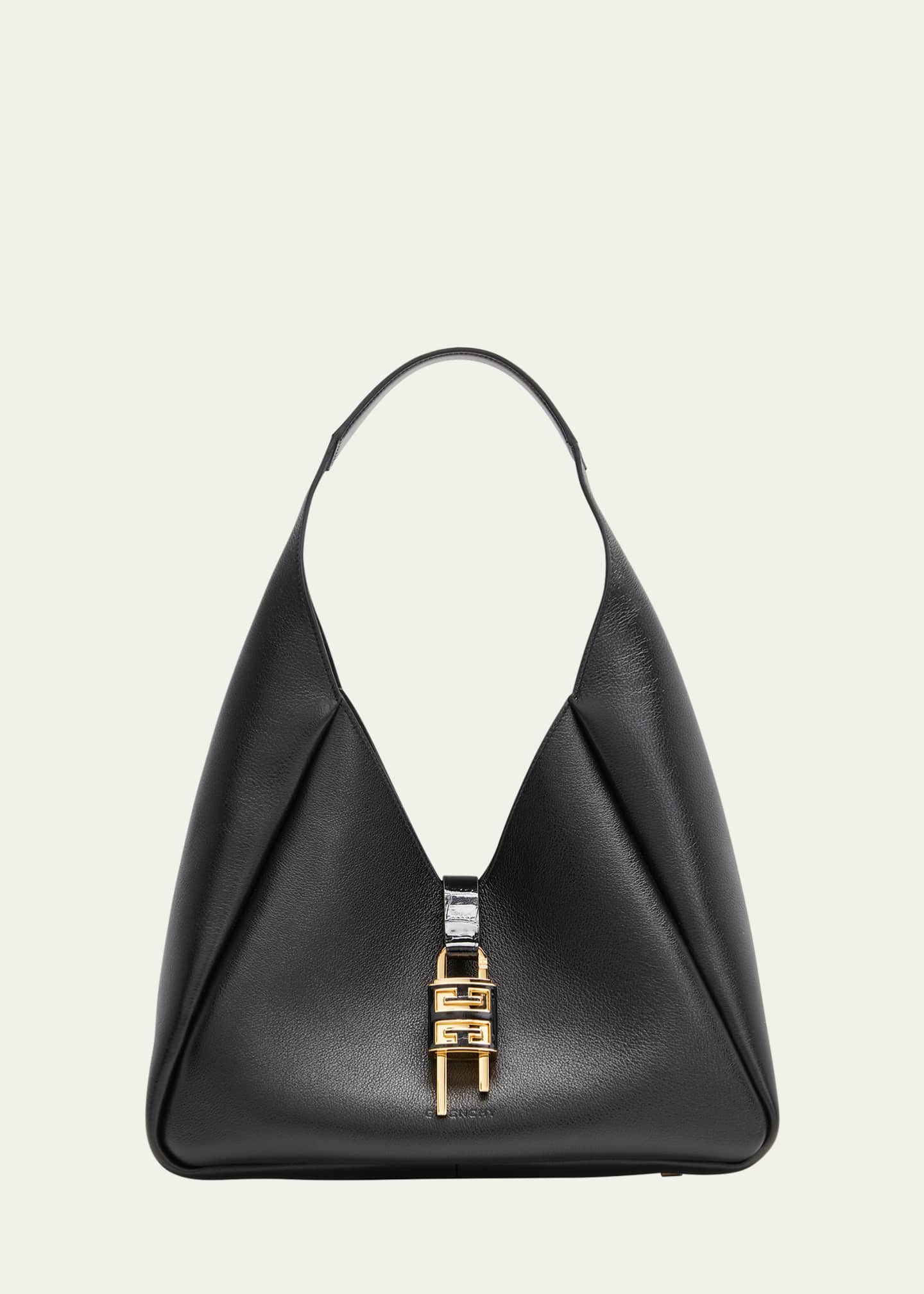 G Hobo Medium Leather Shoulder Bag in Black - Givenchy