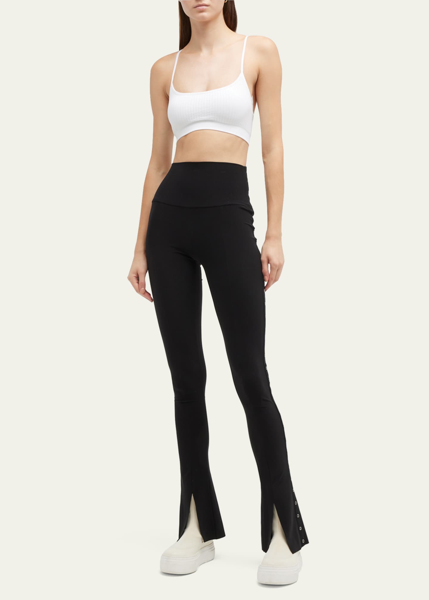 Norma Kamali Active Snap Ribbon Spat HighRise Leggings Bergdorf Goodman