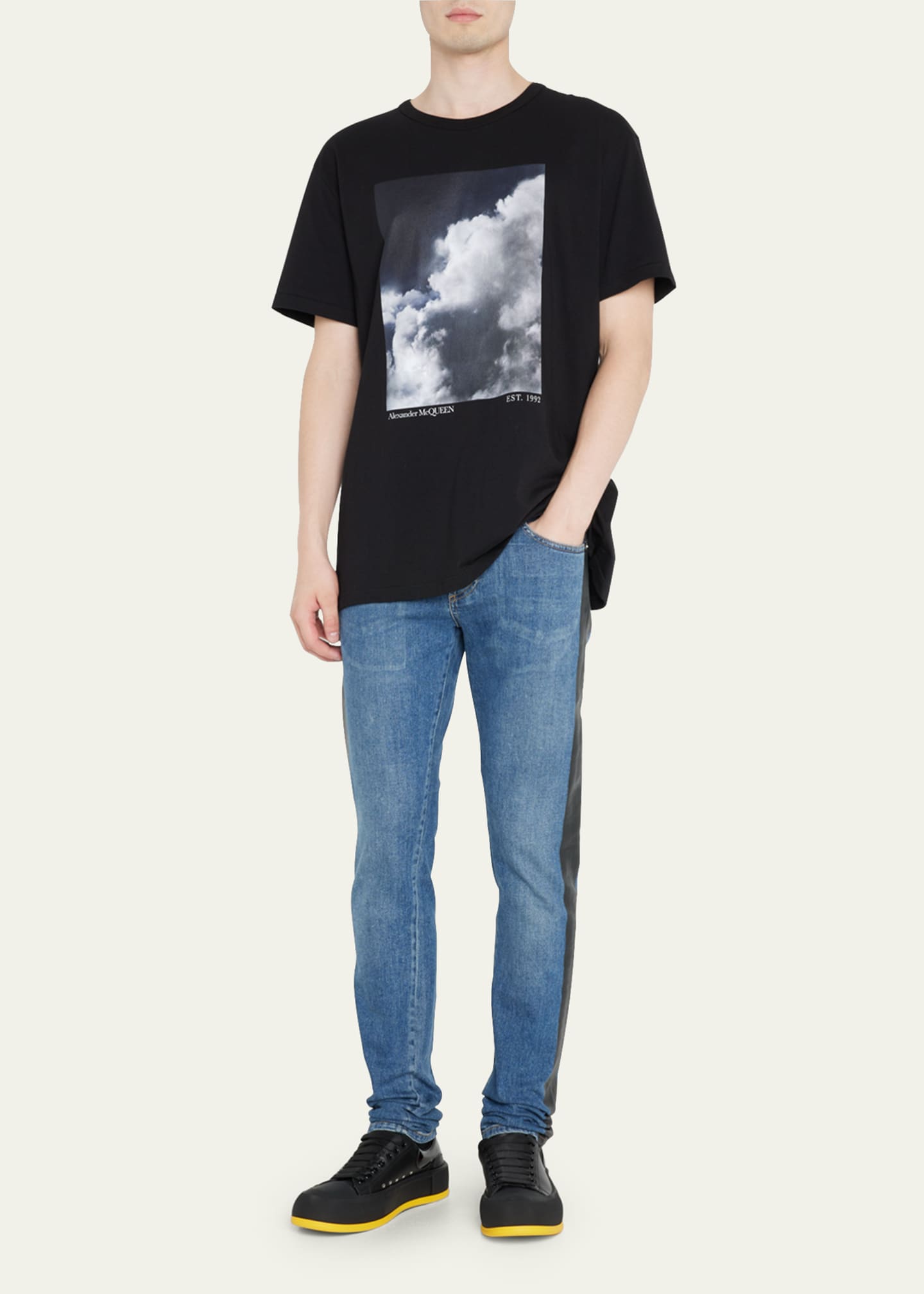 Alexander McQueen Men's Treadslick Leather Logo LowTop Sneakers Bergdorf Goodman