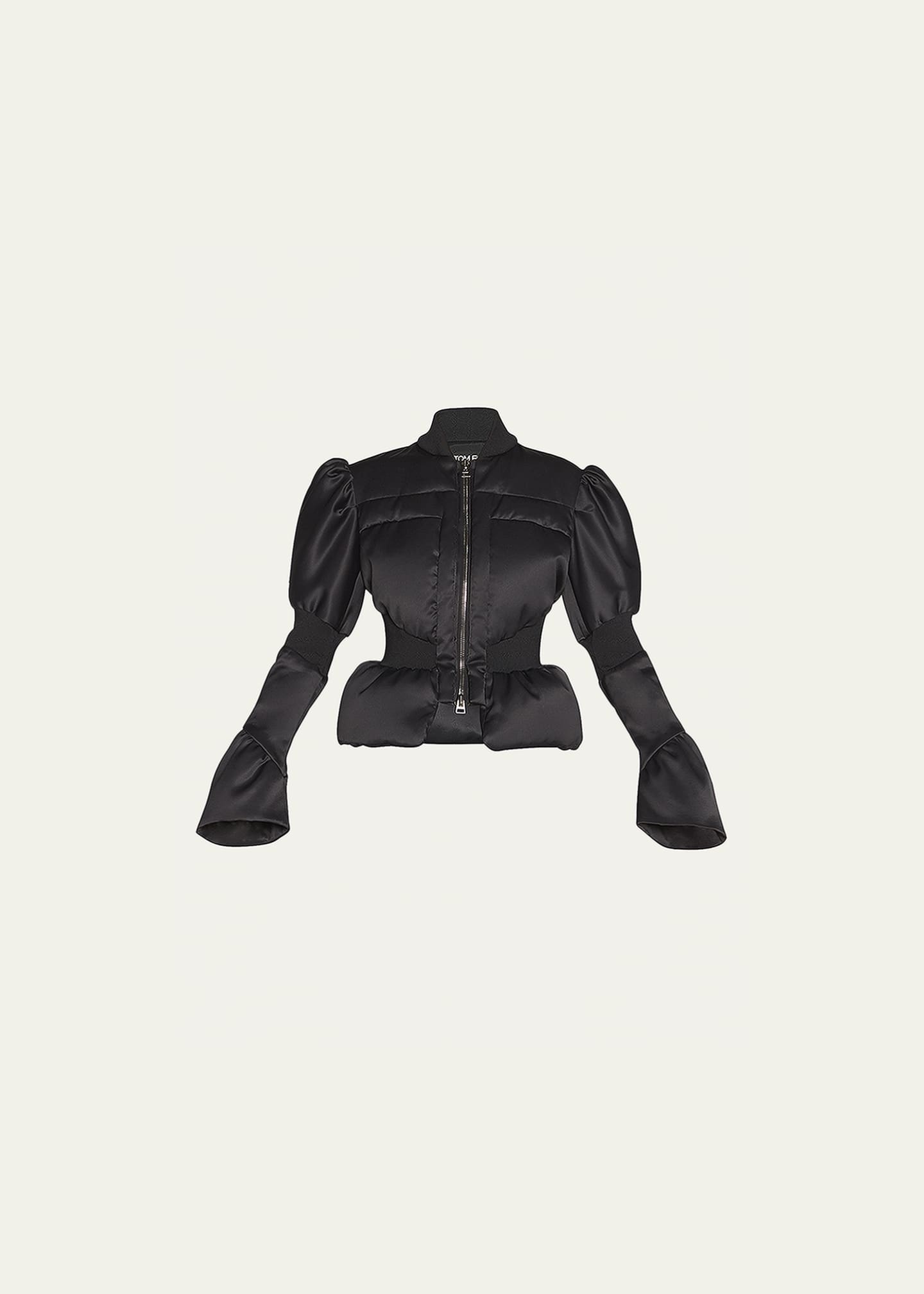 TOM FORD Puff-Sleeve Peplum Padded Bomber Jacket - Bergdorf Goodman