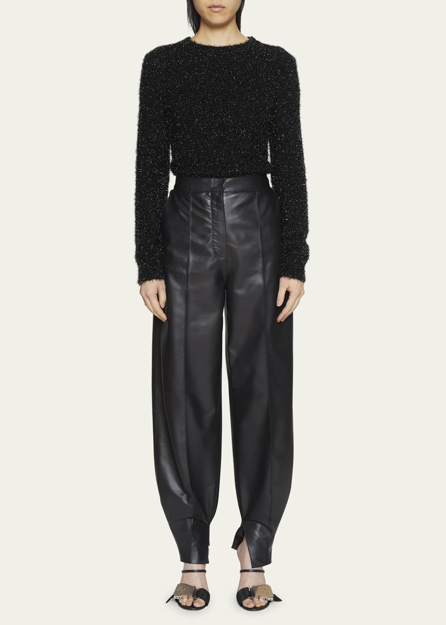 ZW THE MARINE STRAIGHT-LEG FAUX LEATHER TROUSERS - Black