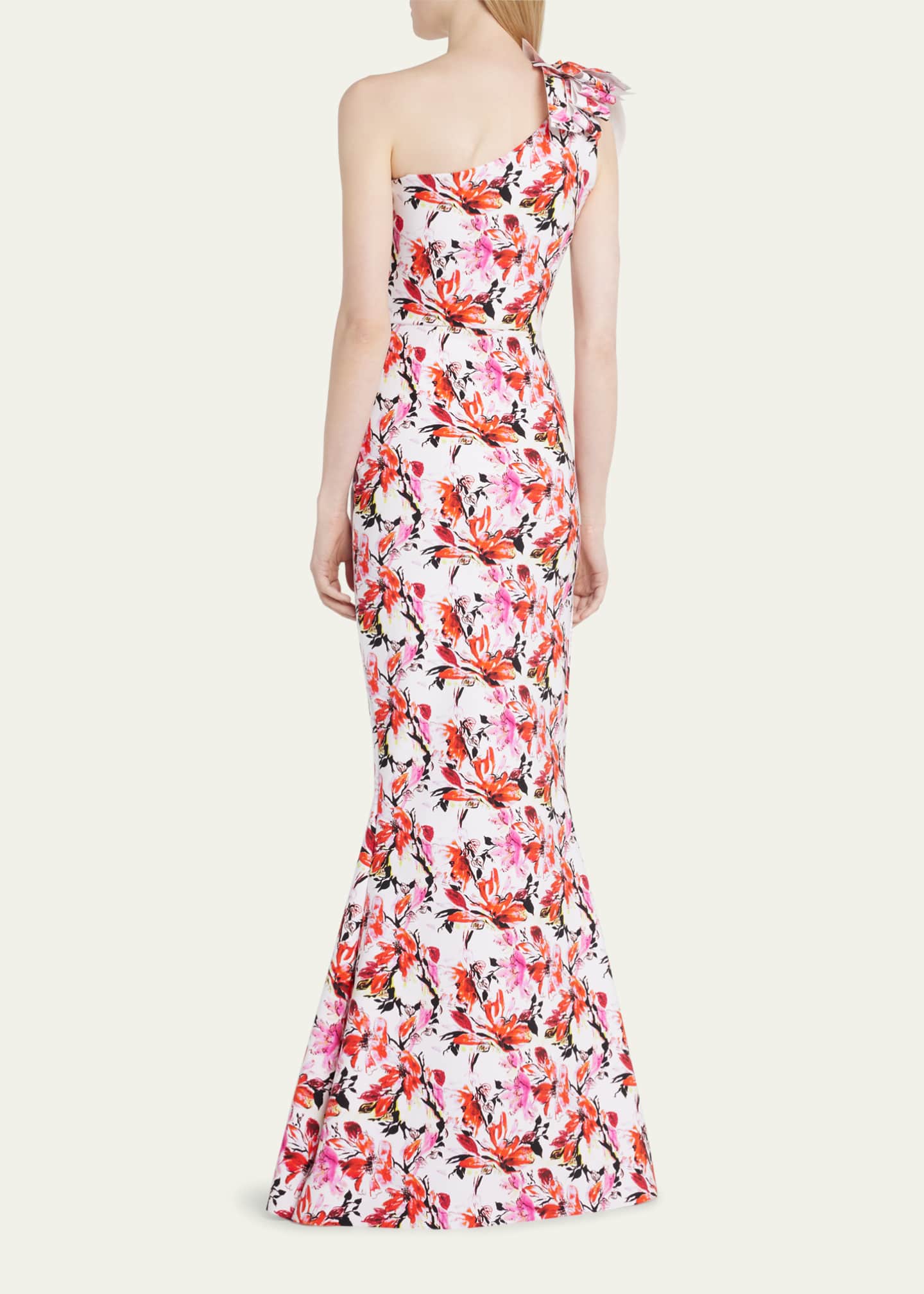 Chiara Boni La Petite Robe Gosia OneShoulder Cutout FloralPrint Gown