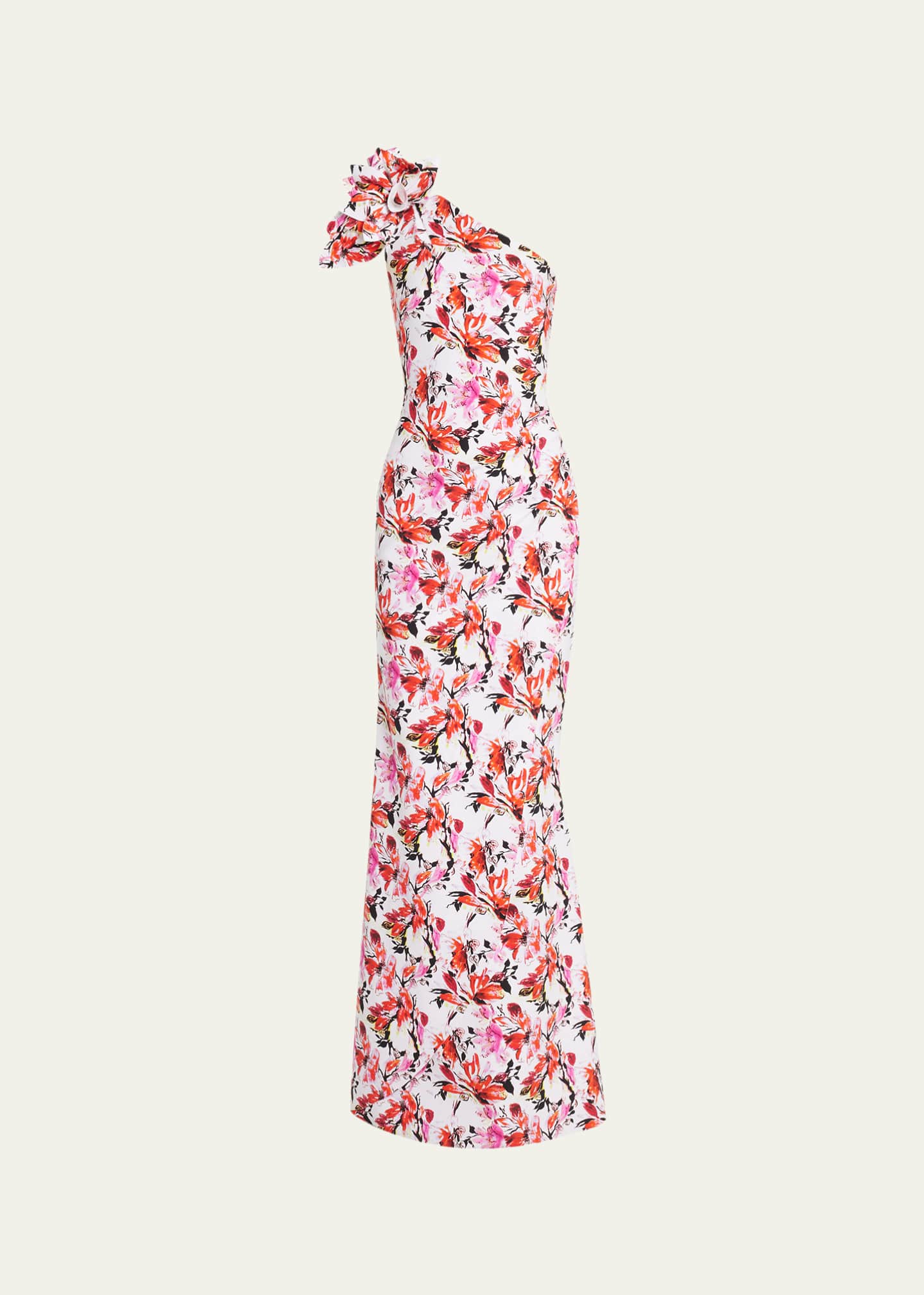 Chiara Boni La Petite Robe Gosia OneShoulder Cutout FloralPrint Gown