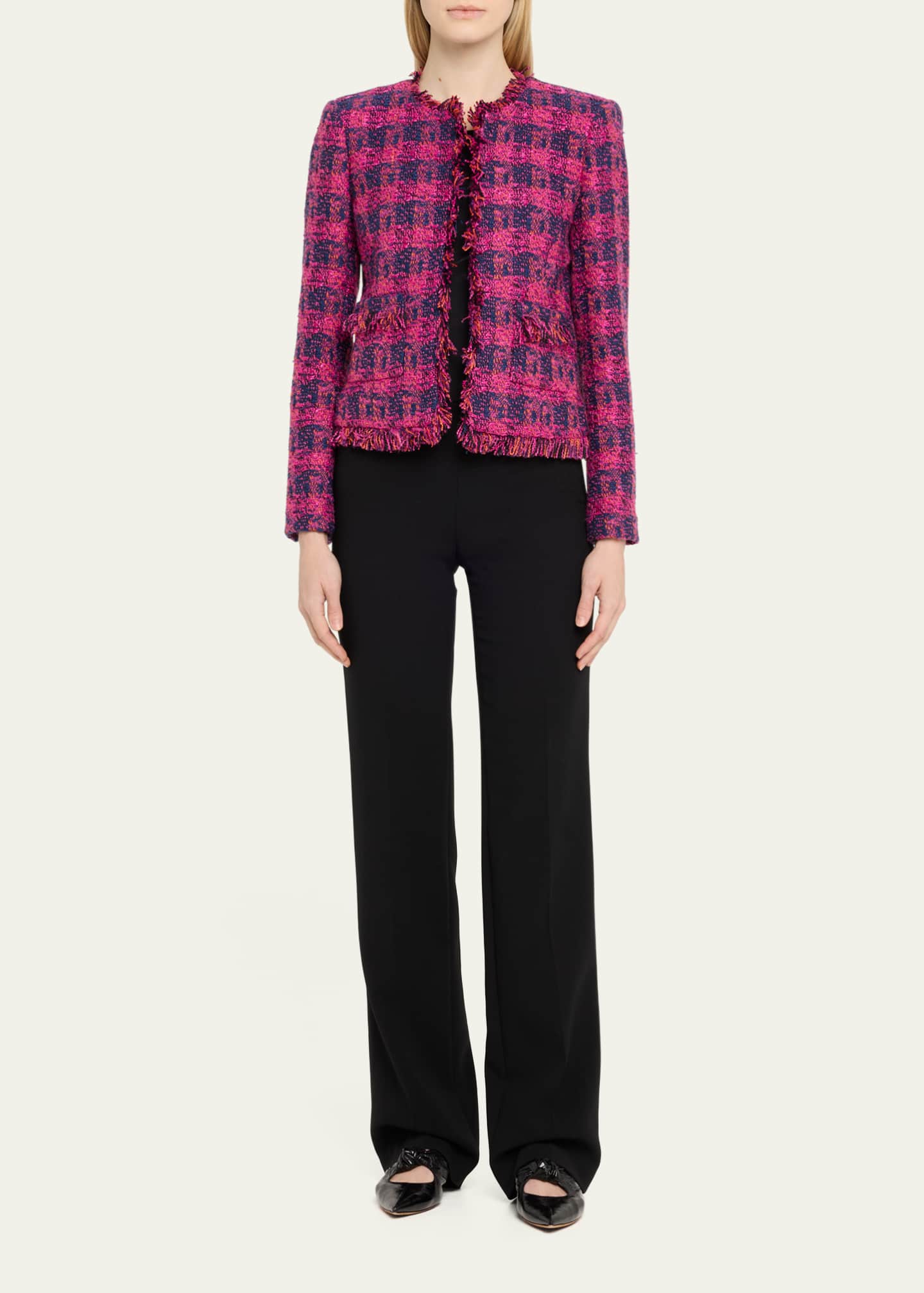 L'Agence Angelina Tweed Open-Front Fringe Blazer Image 2 of 5