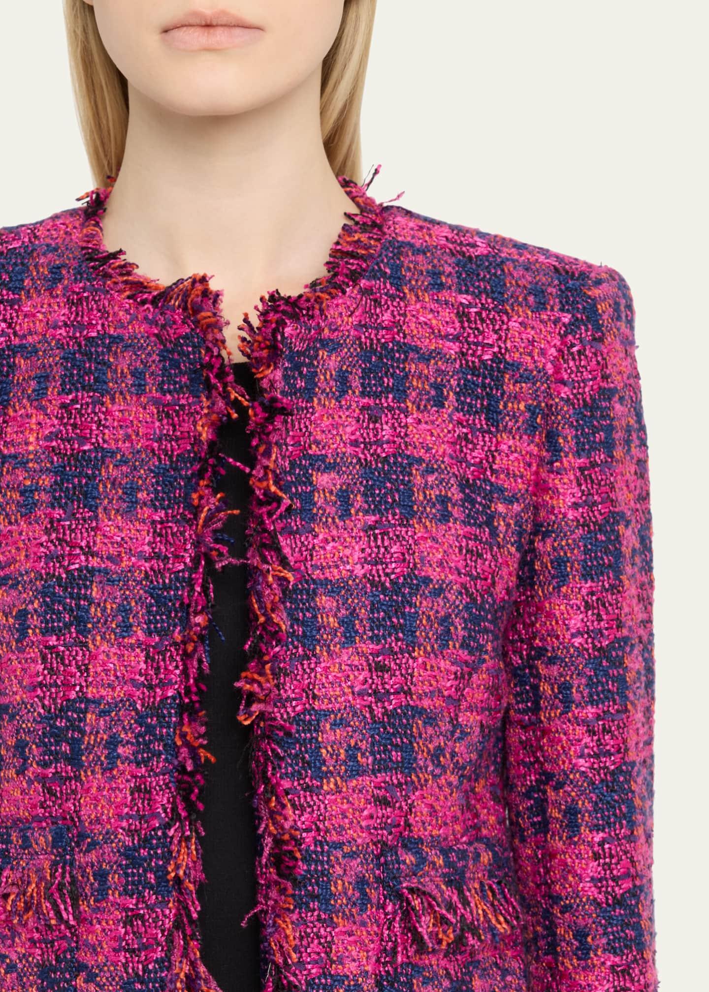 L'Agence Angelina Tweed Open-Front Fringe Blazer Image 5 of 5