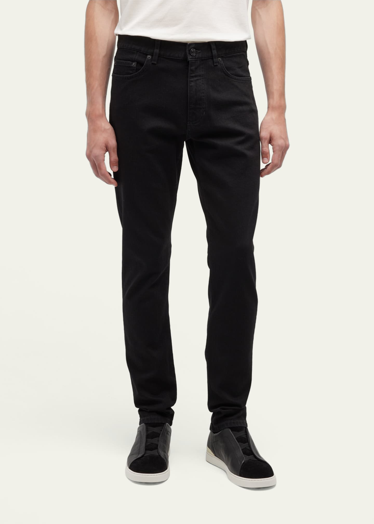 ZEGNA Men's 5-Pocket Black Wash Denim Jeans Image 4 of 5