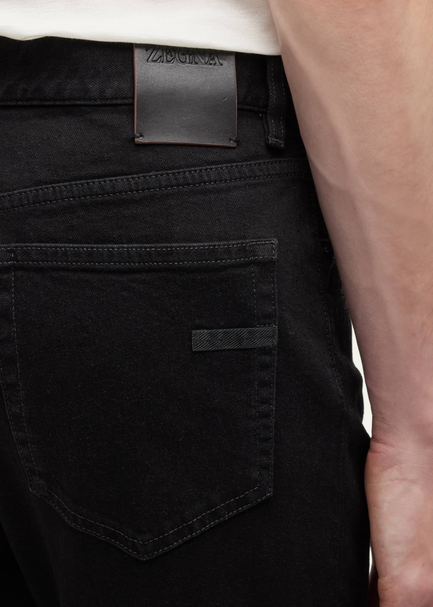 ZEGNA Men's 5-Pocket Black Wash Denim Jeans Image 5 of 5