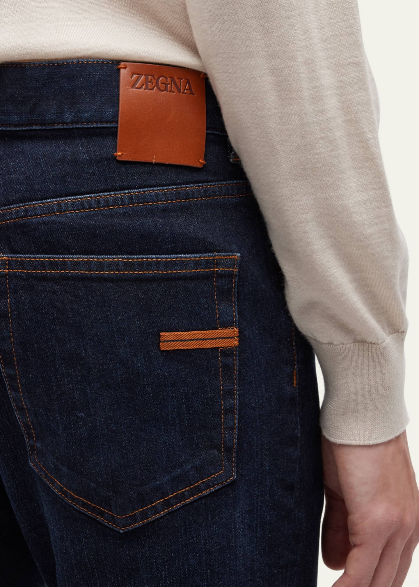 ZEGNA Men's 5-Pocket Dark Wash Denim Jeans Image 5 of 5