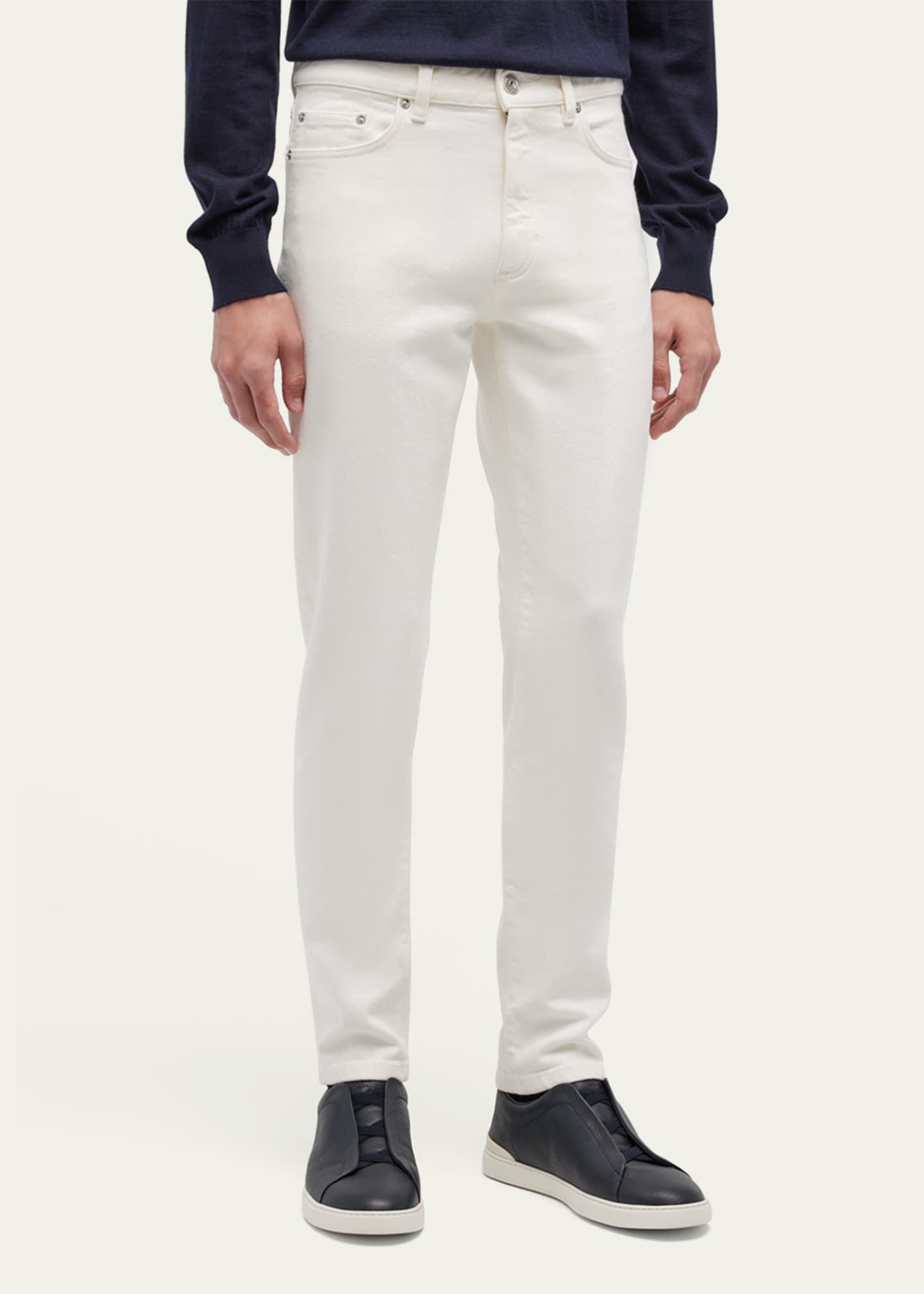 ZEGNA Men's 5-Pocket Solid Denim Jeans Image 4 of 5
