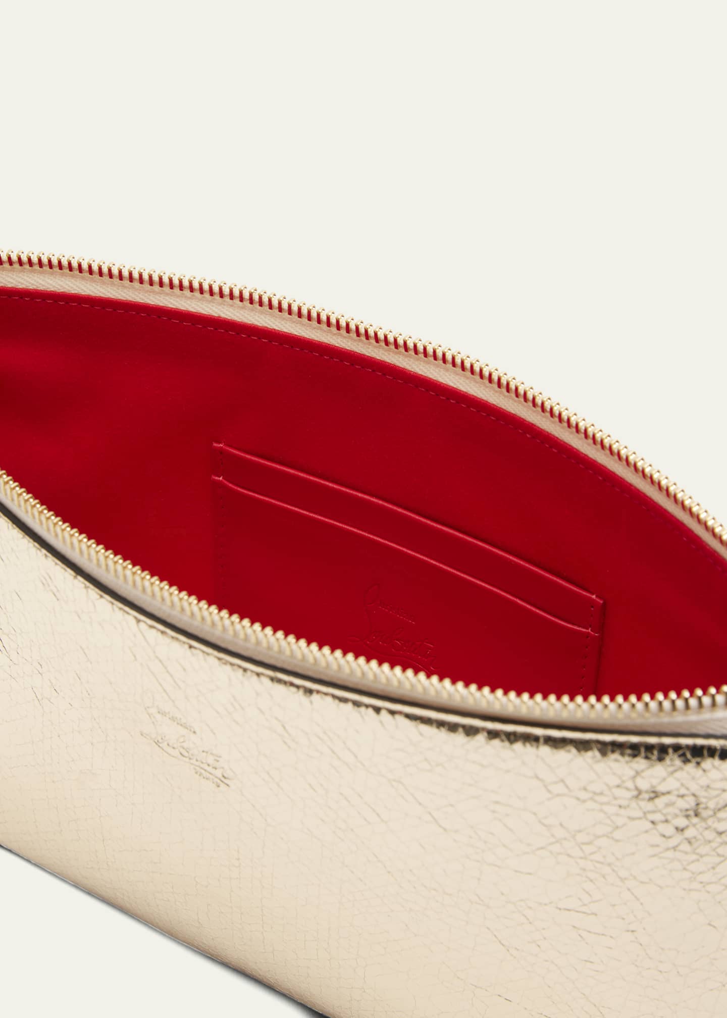 Christian Louboutin Loubila Metallic Leather Pouch Clutch Bag