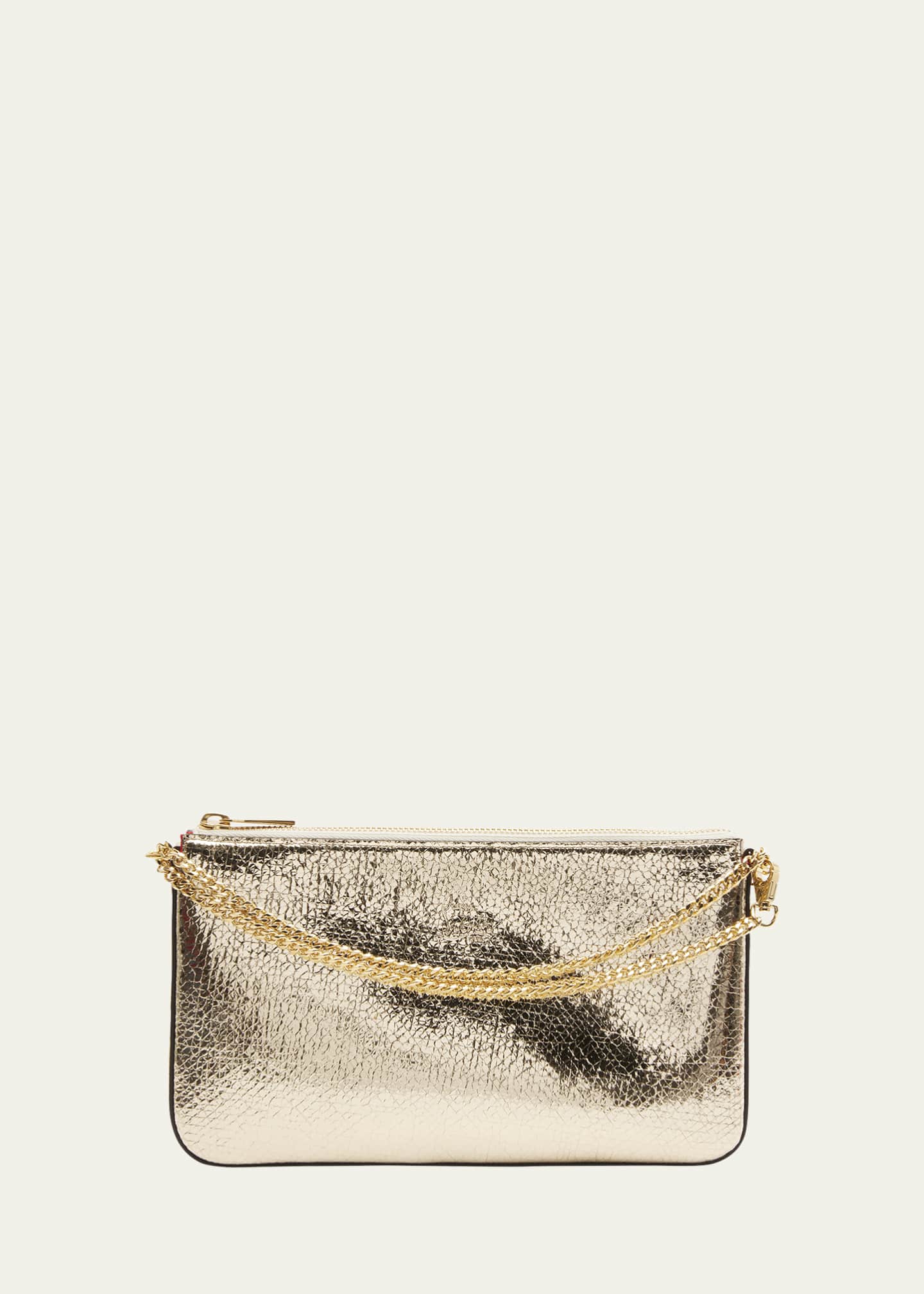 Christian Louboutin Loubila Metallic Leather Pouch Clutch Bag