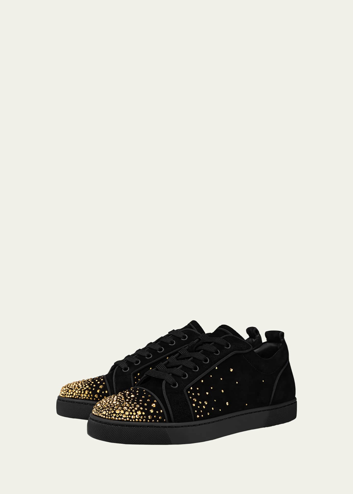 Christian Louboutin Suede Louis Strass High-Top Sneakers - Black - 42