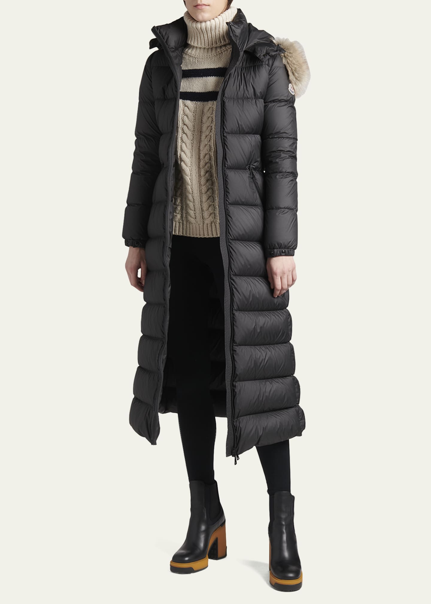 Moncler flammong long puffer coat deals