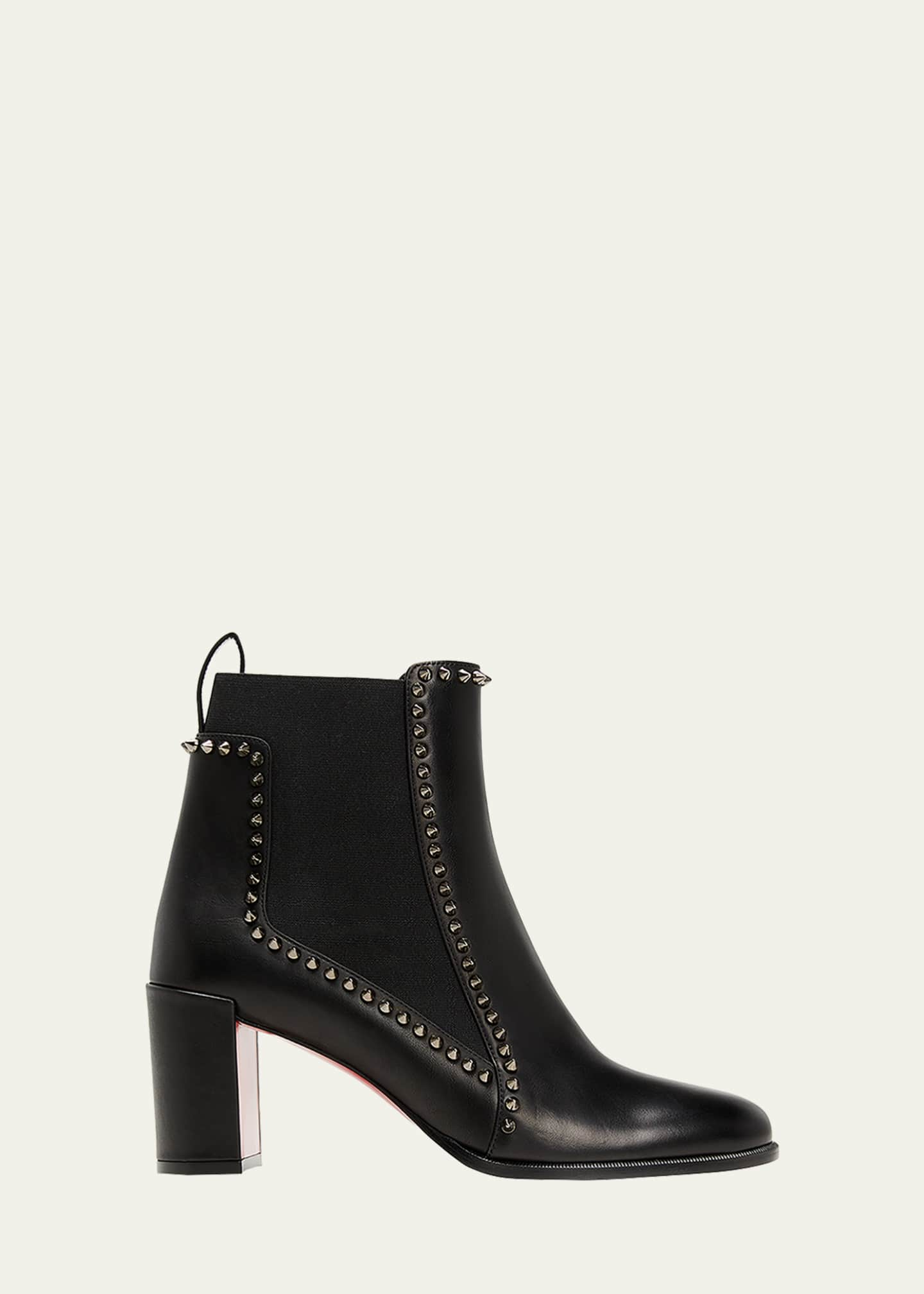 Christian Louboutin Outline Spikes Red Sole Chelsea Booties