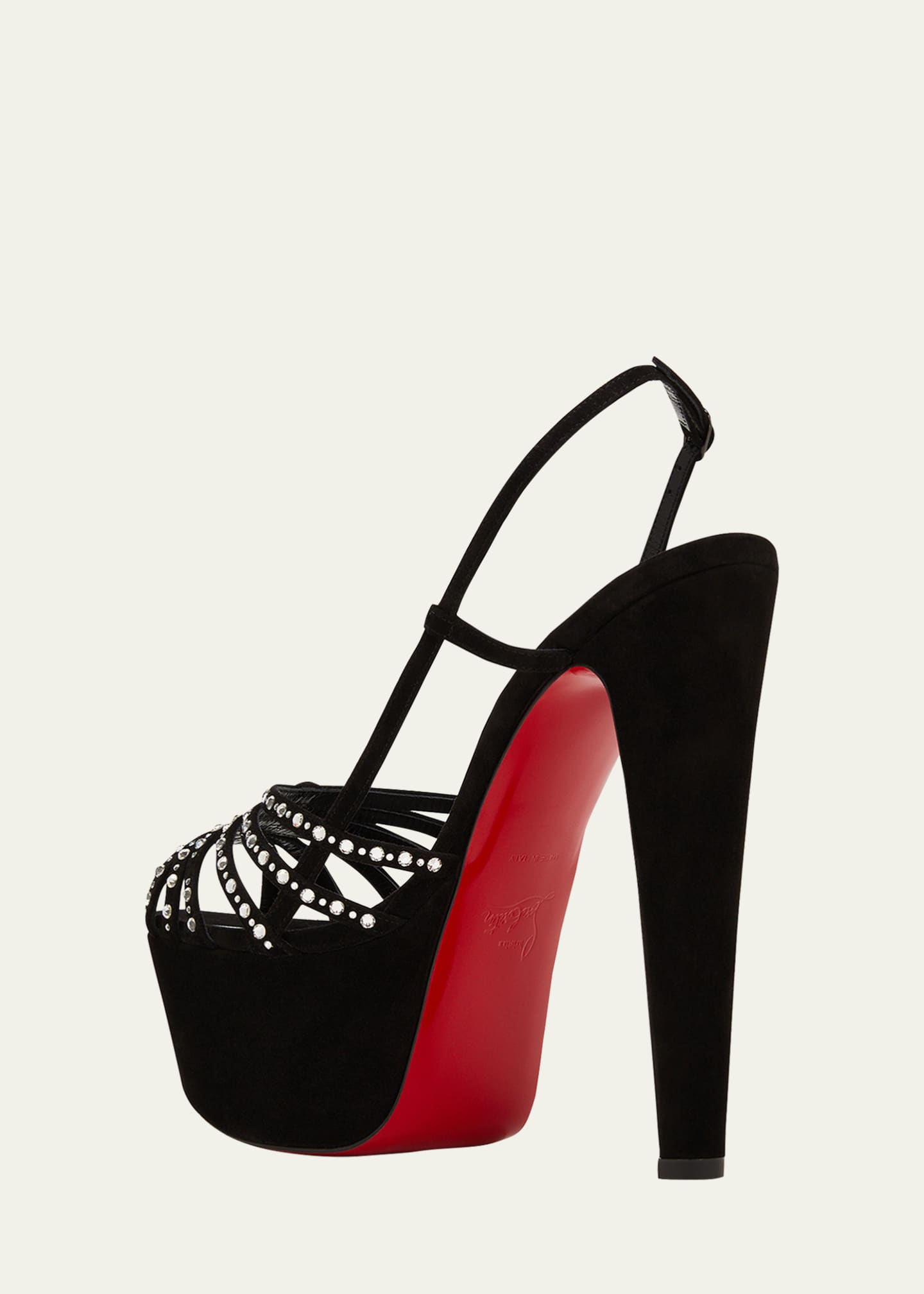 Christian Louboutin Crystal Slingback Red Sole Platform Sandals