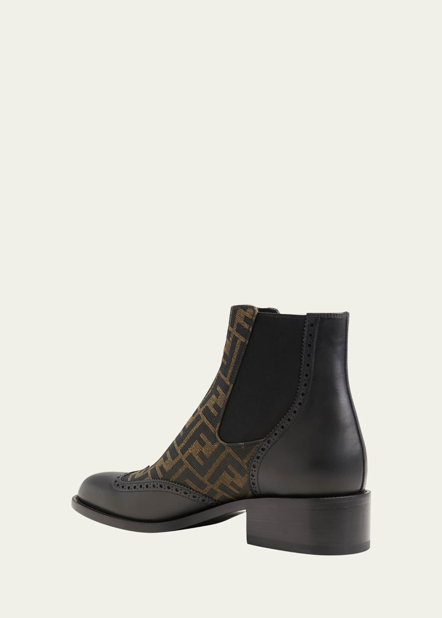 Fendi Men's Stivaletto Leather & Textile Monogram Chelsea Boots ...