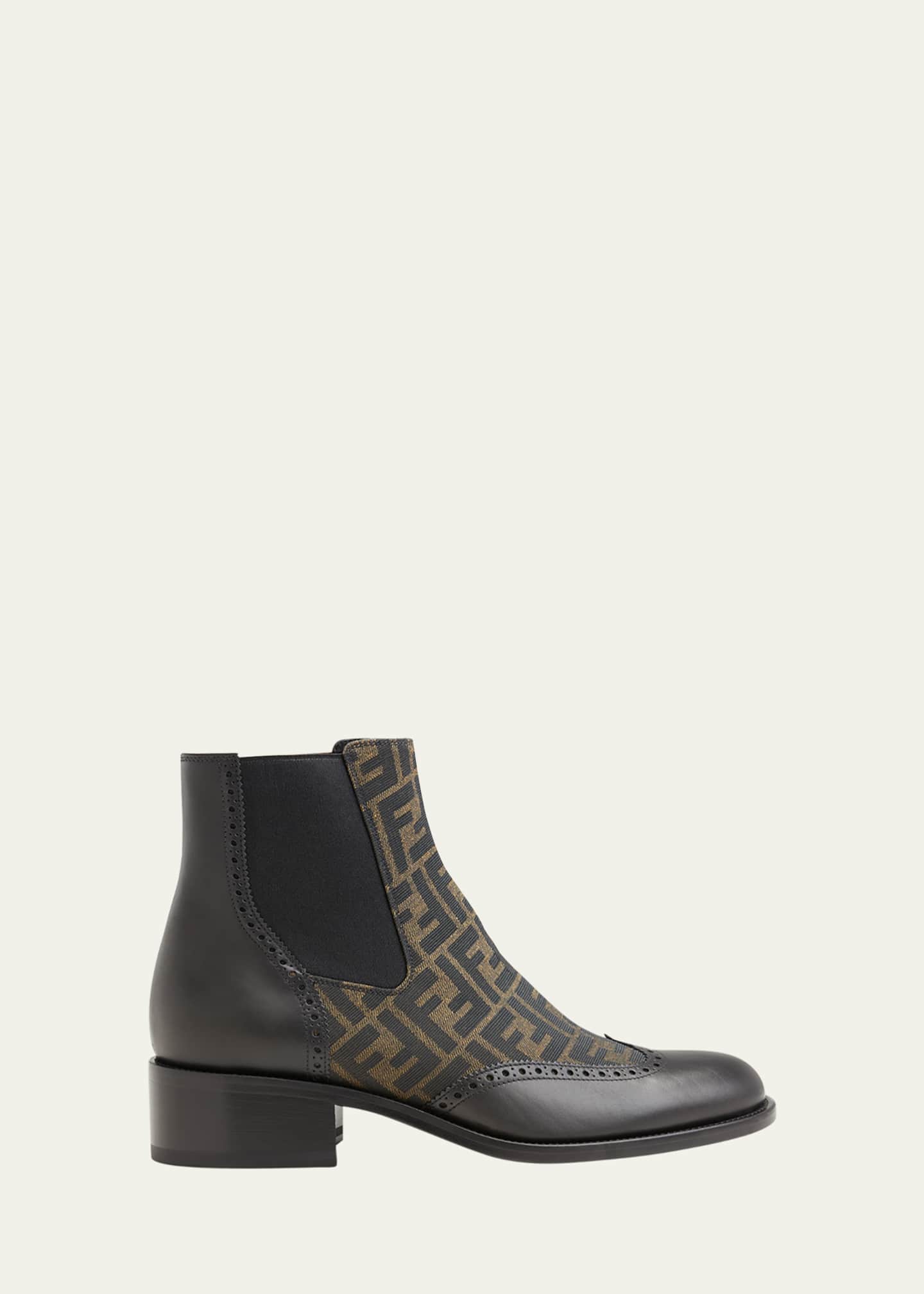 Fendi Men's Stivaletto Leather & Textile Monogram Chelsea Boots ...
