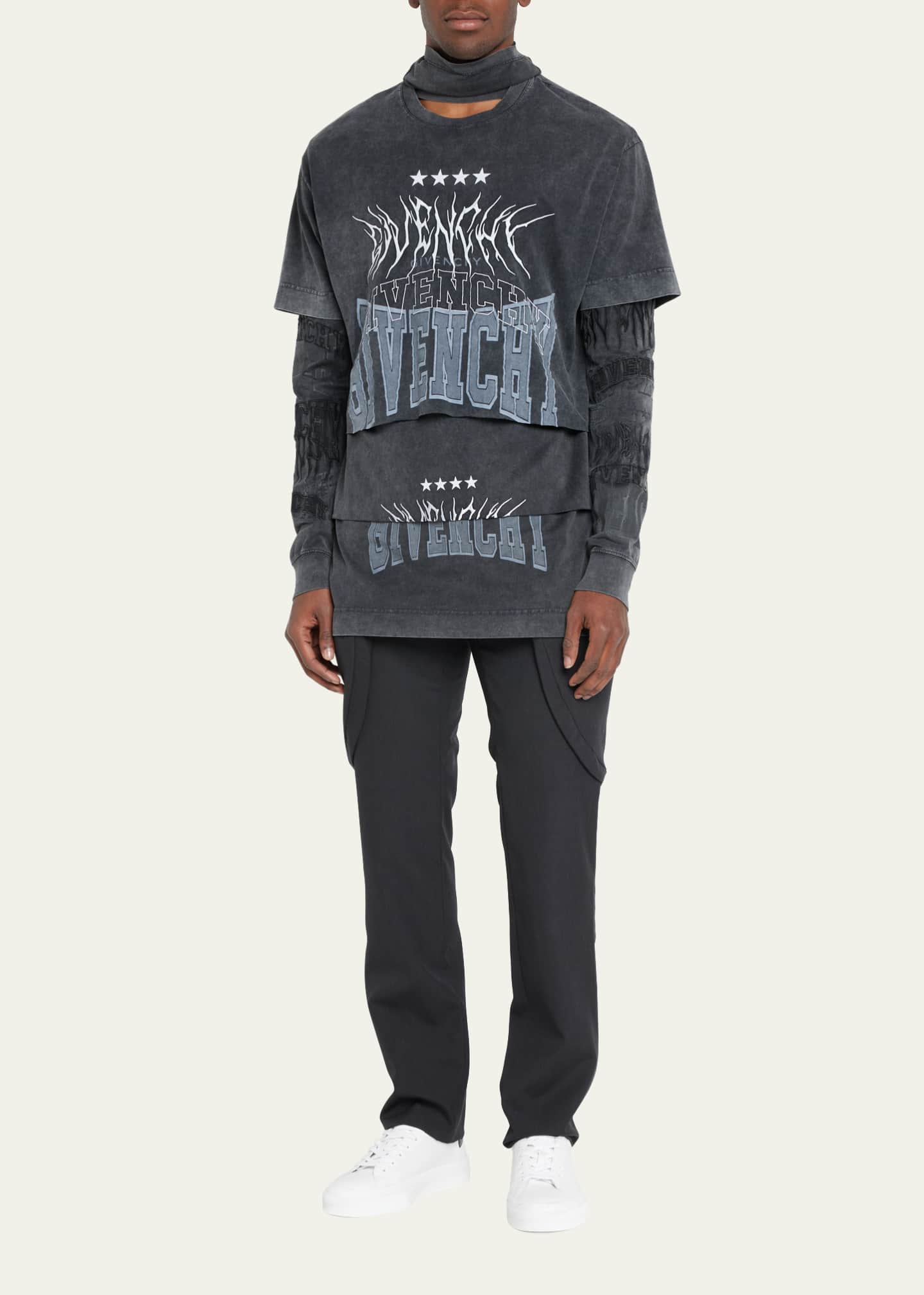 Givenchy Men's Layered Graphic TShirt w/ Balaclava Bergdorf Goodman