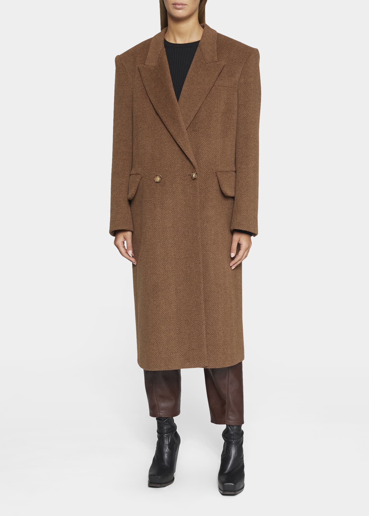 Stella McCartney Herringbone Oversized Long Wool Coat Bergdorf Goodman