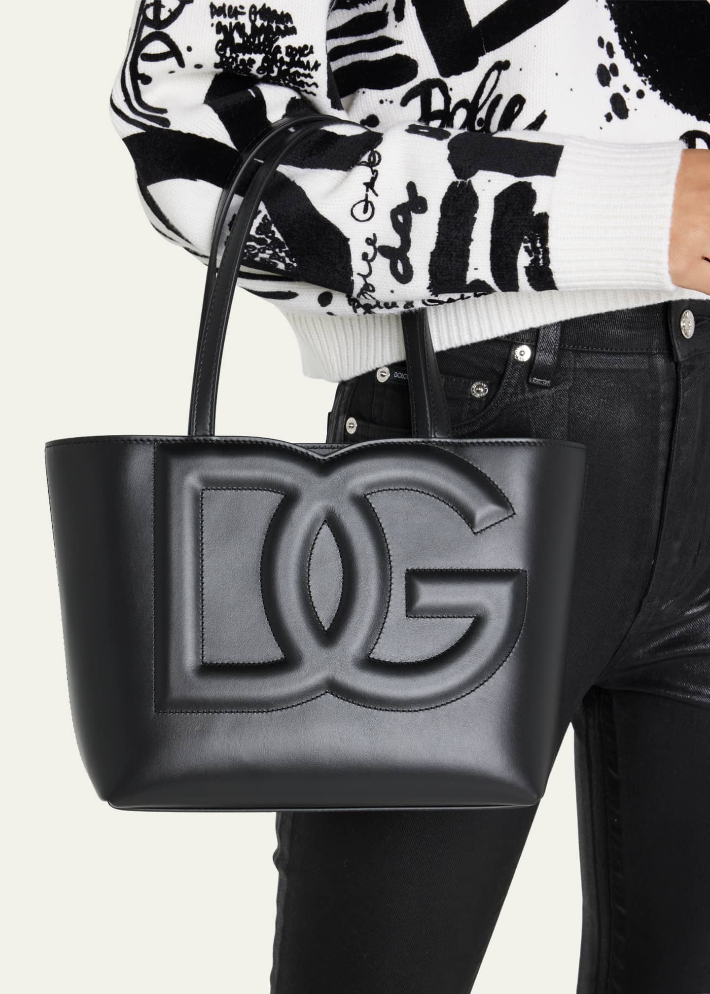 Dolce&Gabbana DG Logo Leather Tote Bag Image 2 of 5