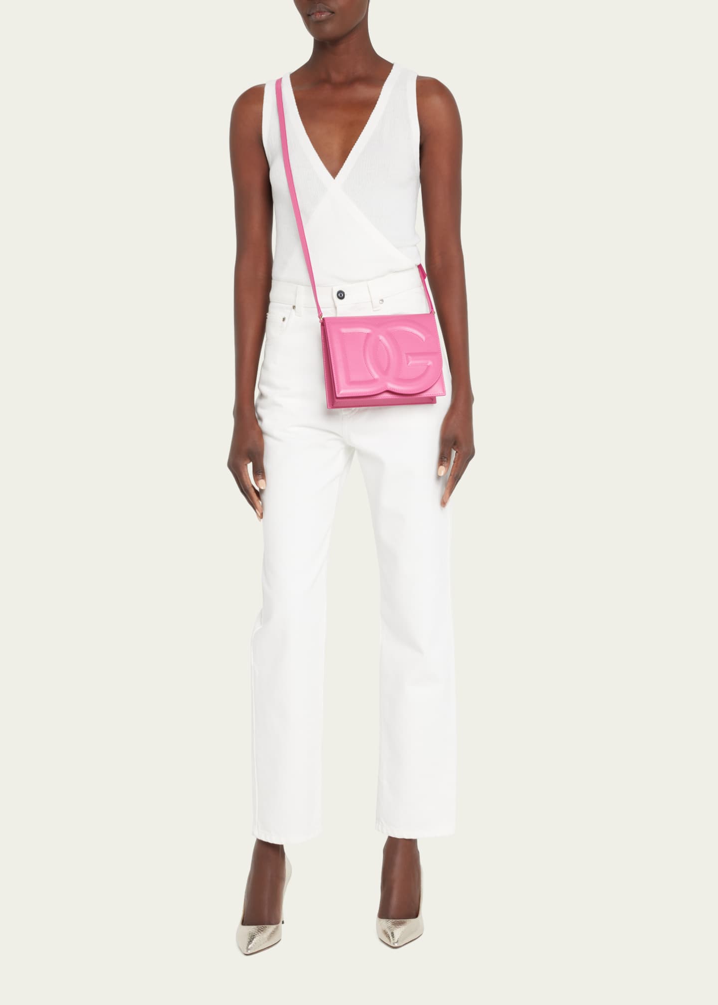 DG Logo Flap Leather Shoulder Bag