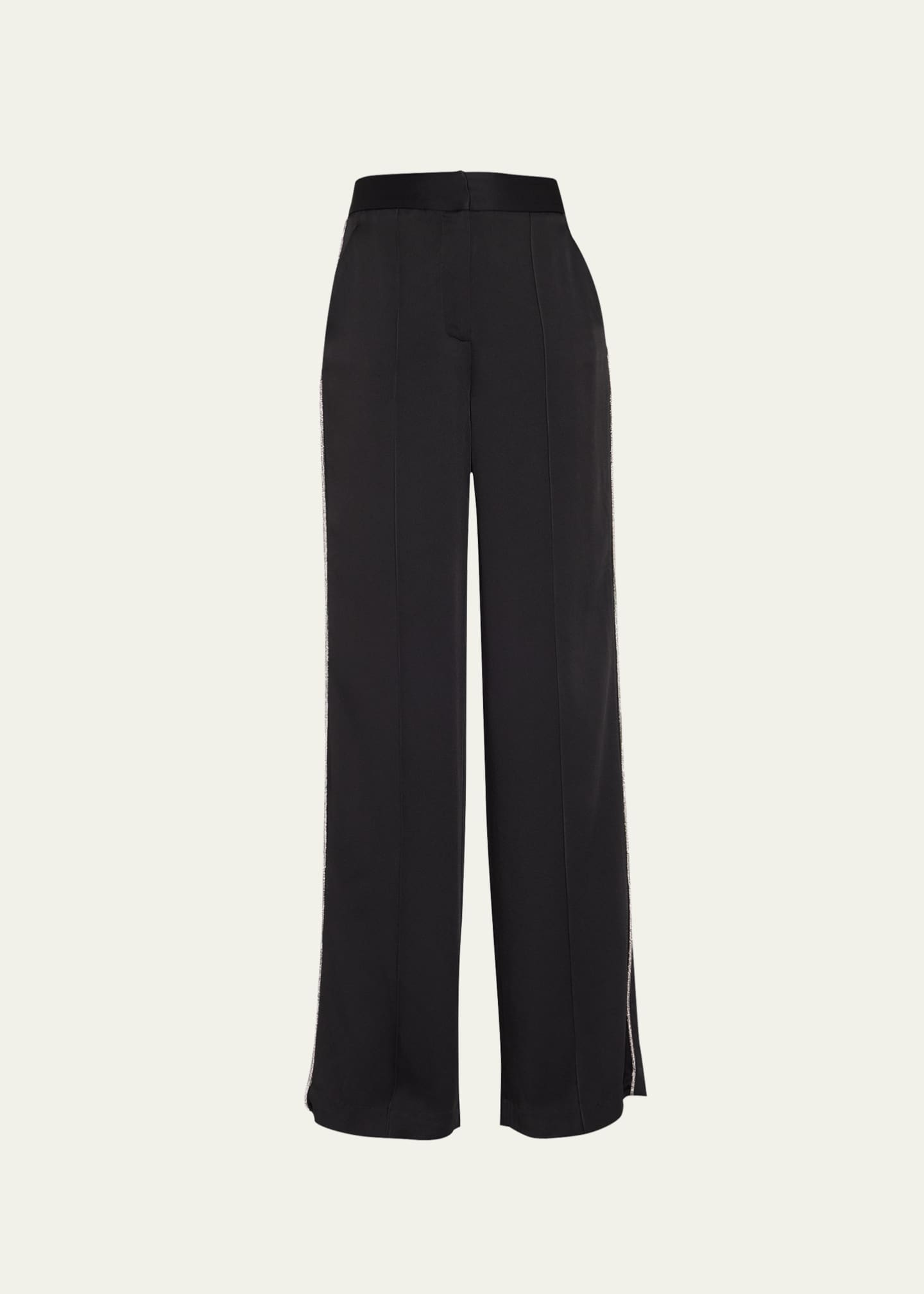 Veronica Beard Millicent Wide Side-Stripe Satin Pants - Bergdorf Goodman