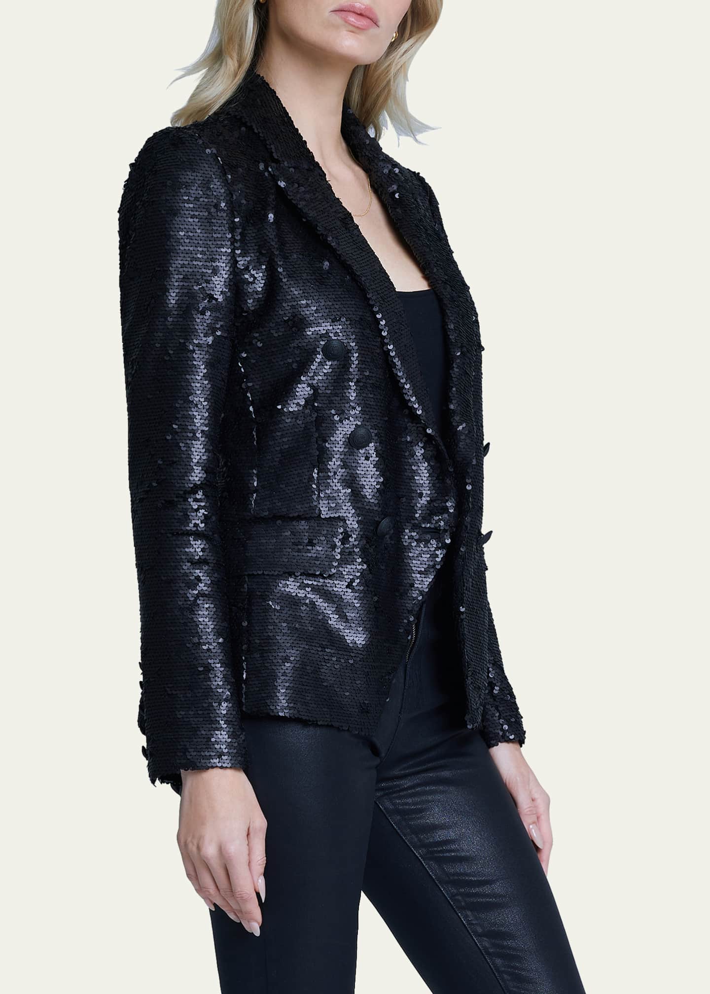 L'Agence Kenzie Sequined DoubleBreasted Blazer Bergdorf Goodman