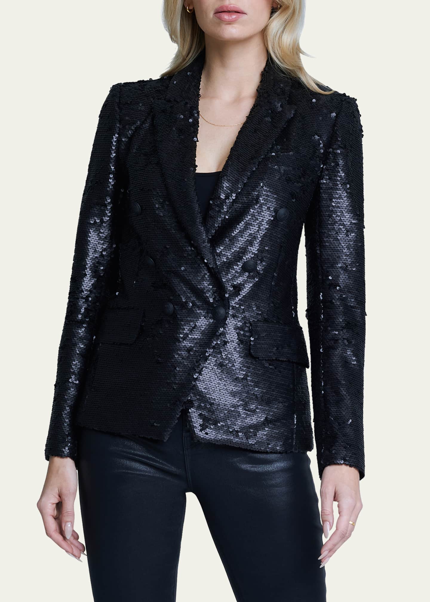 L'Agence Kenzie Sequined Double-Breasted Blazer - Bergdorf Goodman