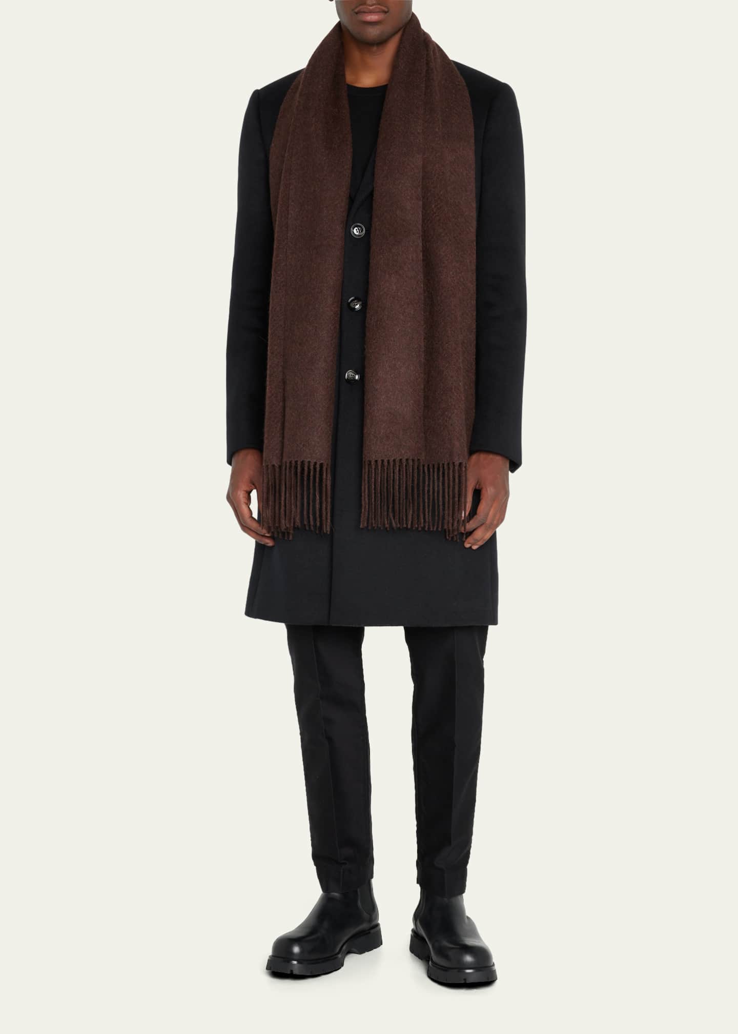 Loro Piana Men's CashmereAlpaca Large Fringe Scarf Bergdorf Goodman