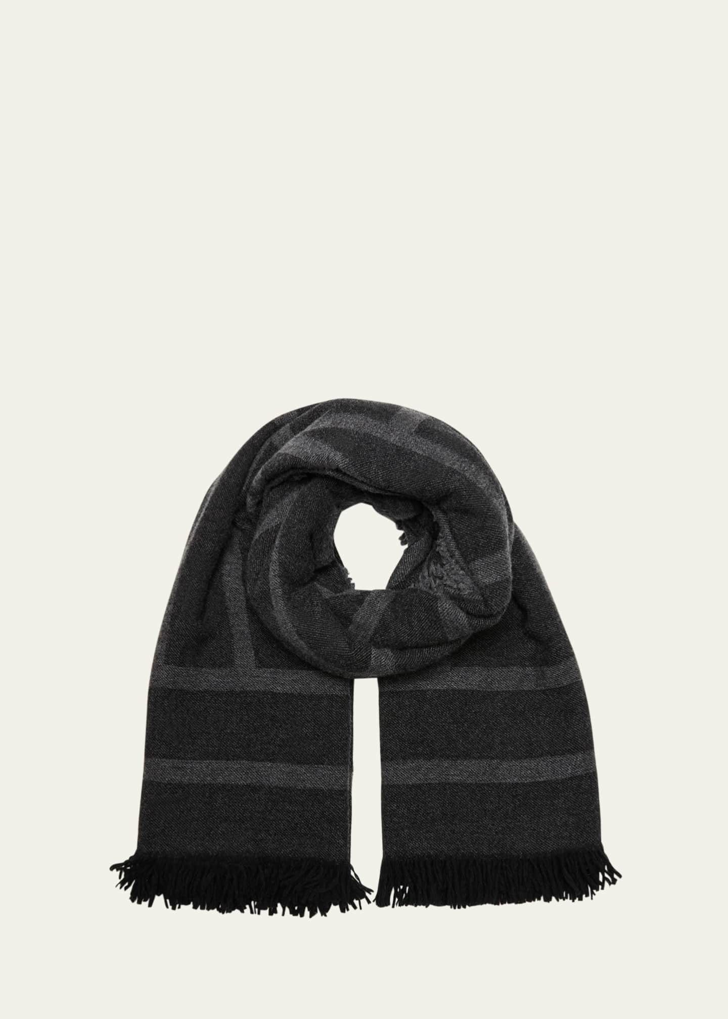 Monogram wool cashmere scarf dark grey
