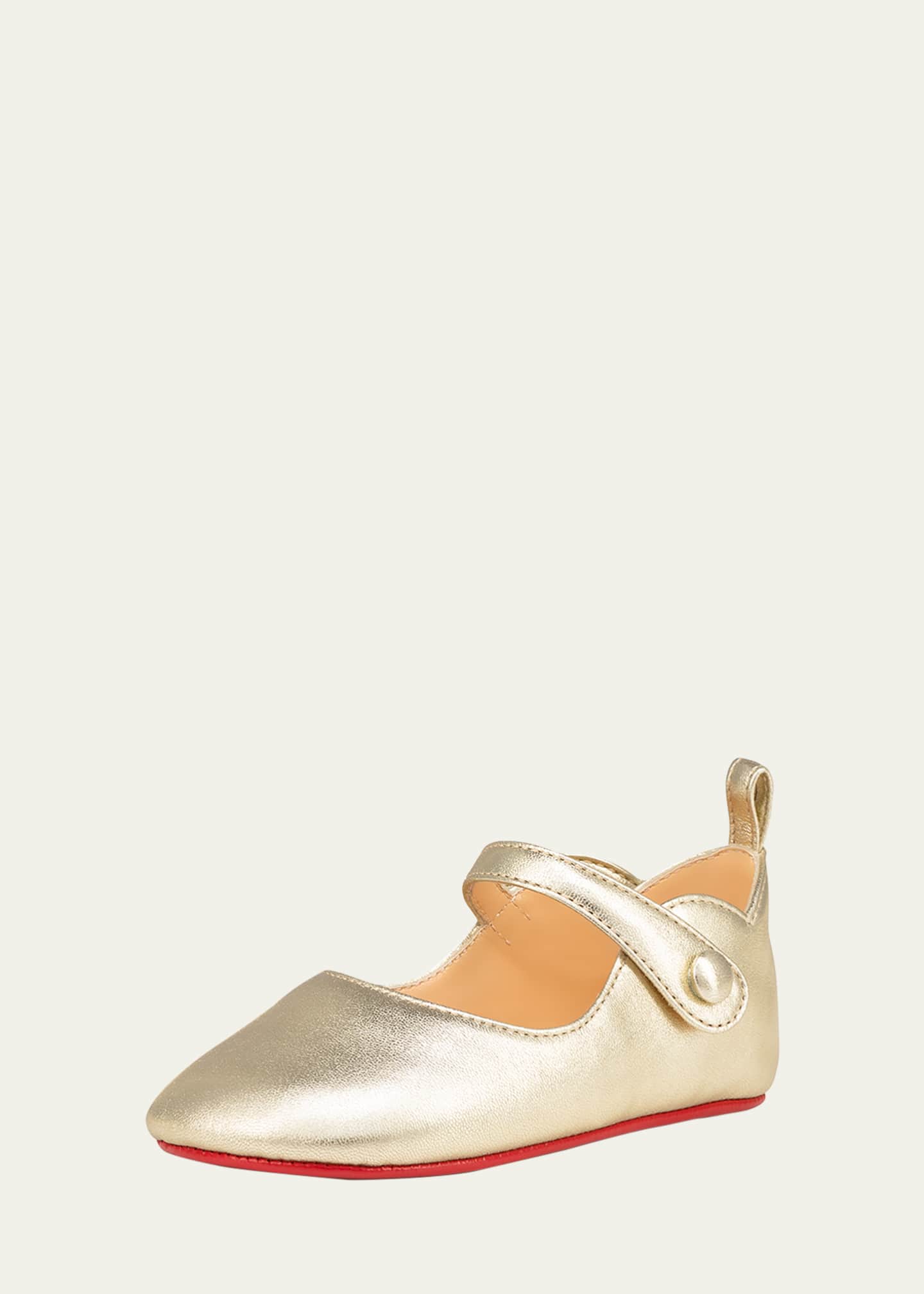 Christian Louboutin Girl s Love Chick Metallic Leather Ballerina