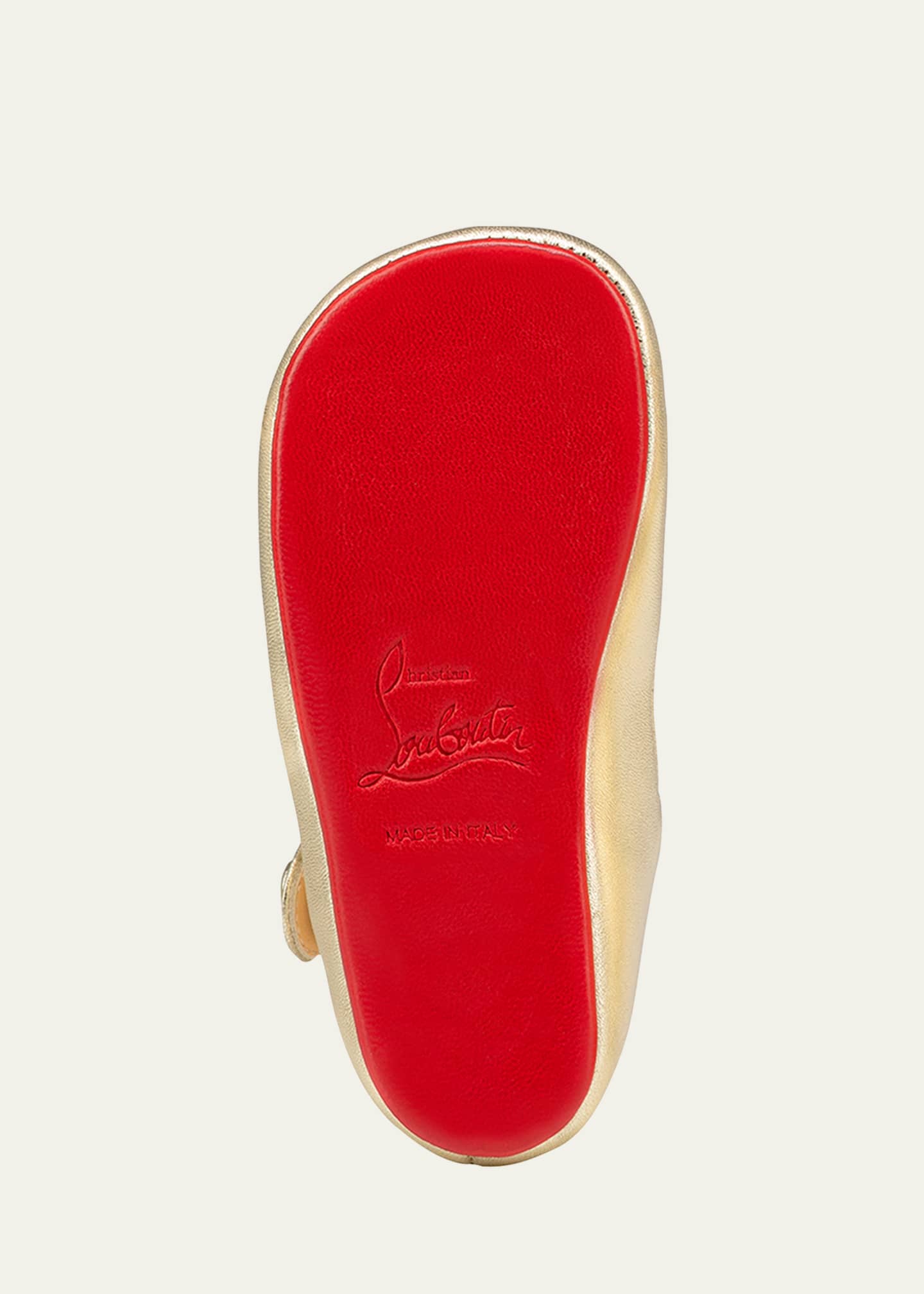 Christian Louboutin Girl s Love Chick Metallic Leather Ballerina