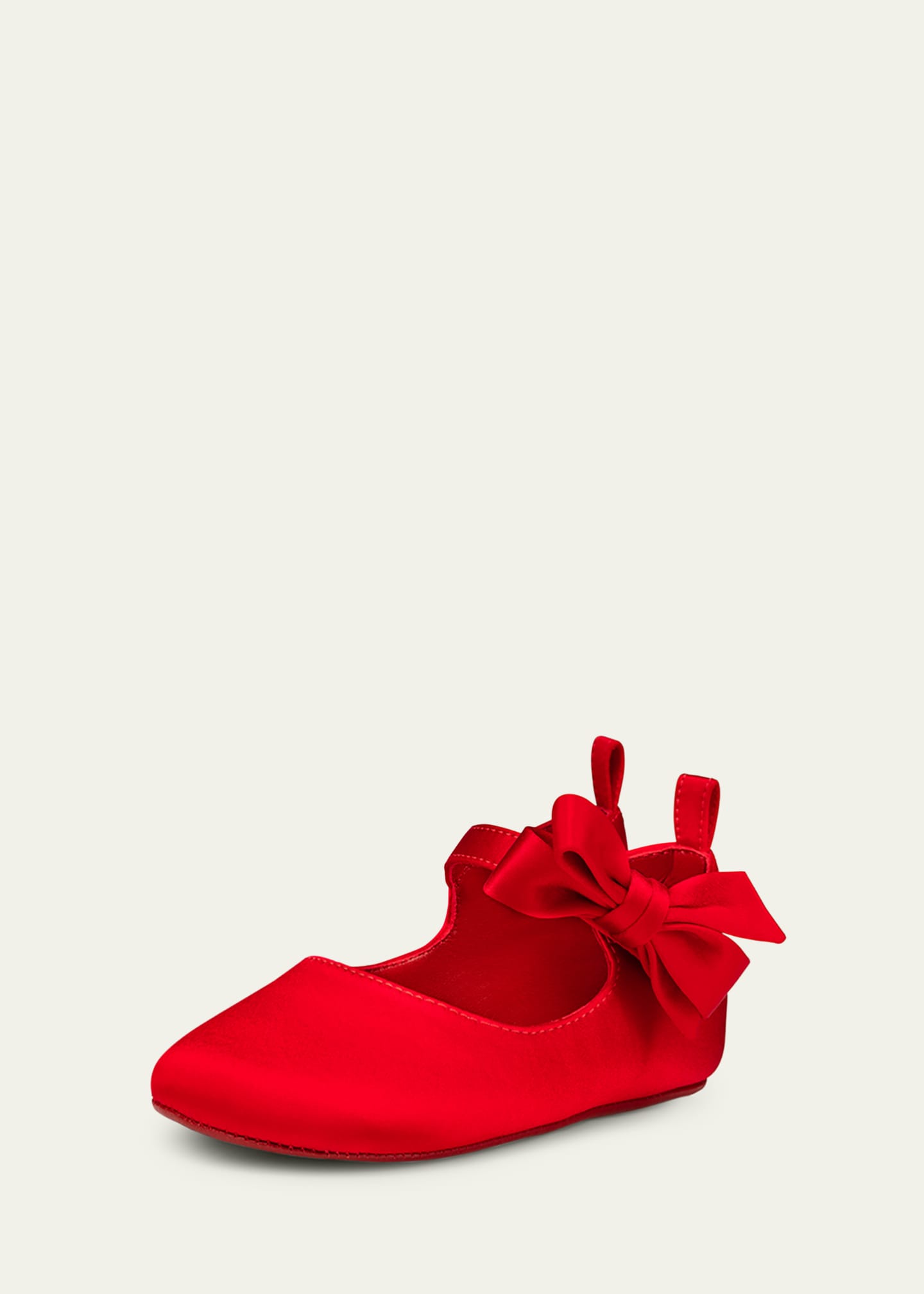 Christian Louboutin Girl's Lou Satin Bow Ballet Flats, Baby Image 2 of 5