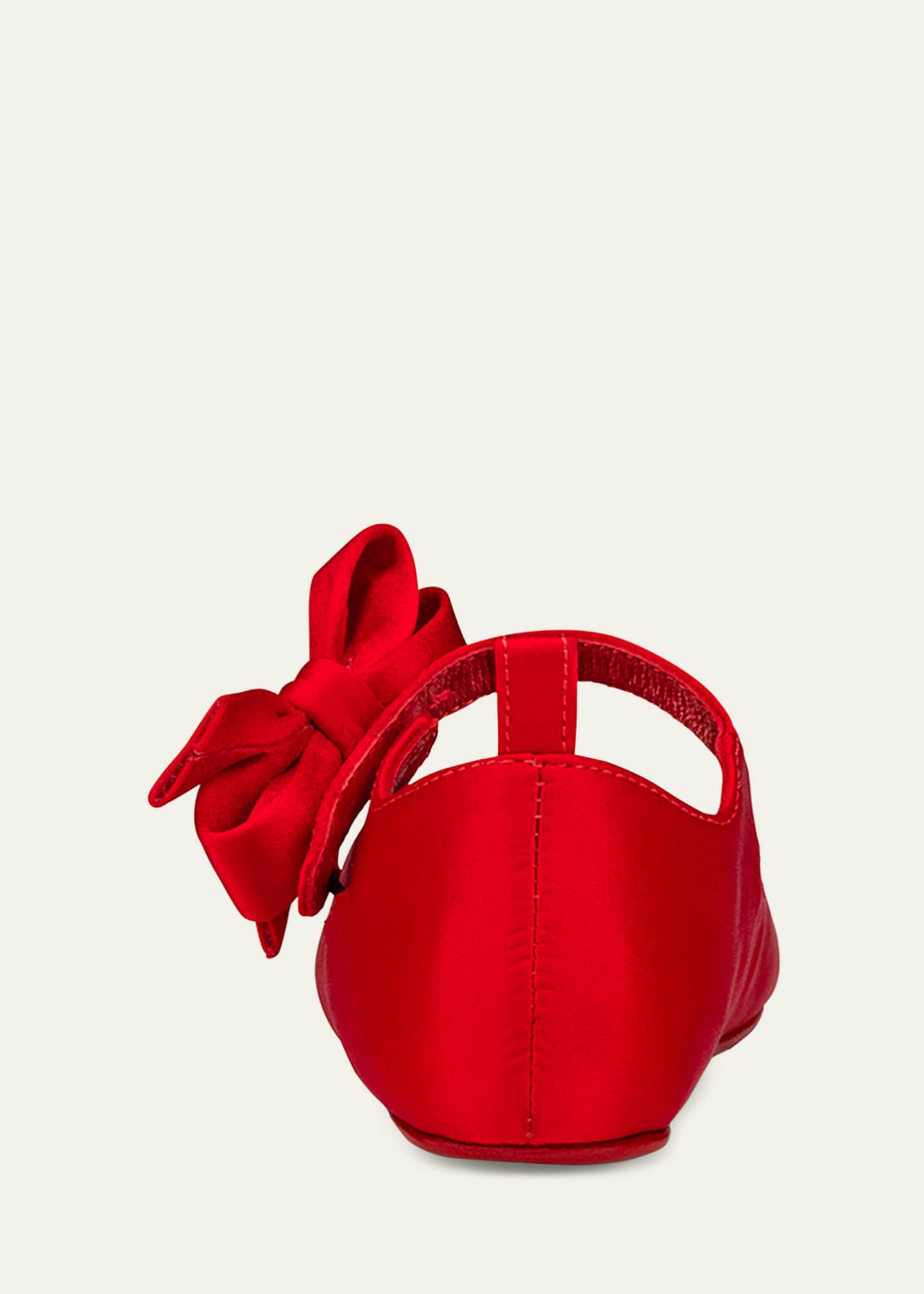 Christian Louboutin Girl's Lou Satin Bow Ballet Flats, Baby Image 3 of 5