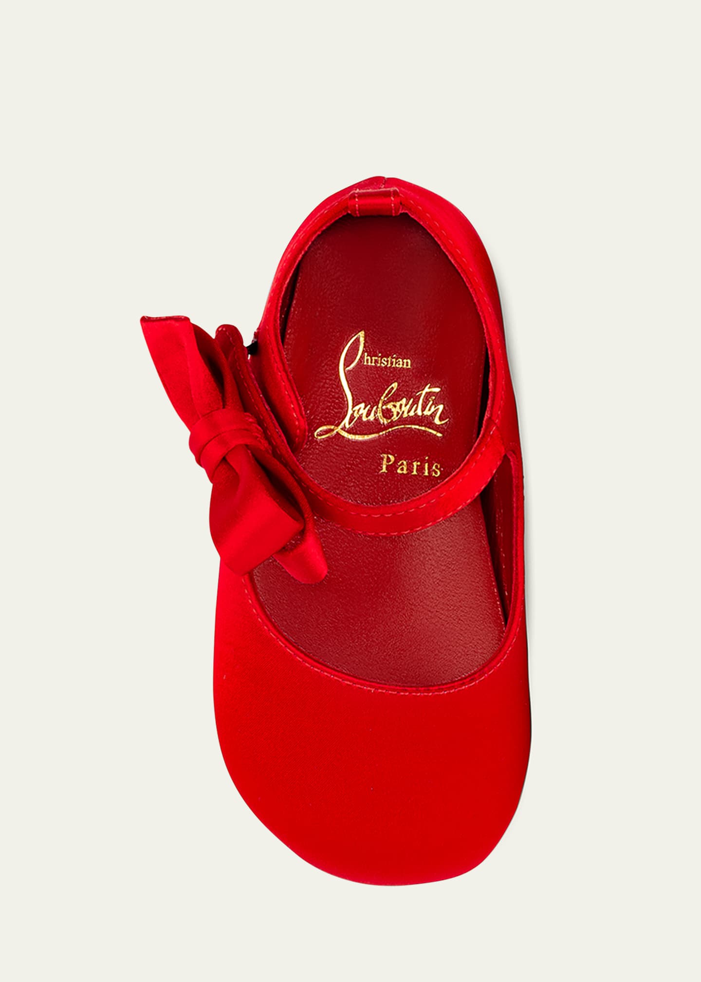 Christian Louboutin Girl's Lou Satin Bow Ballet Flats, Baby Image 4 of 5