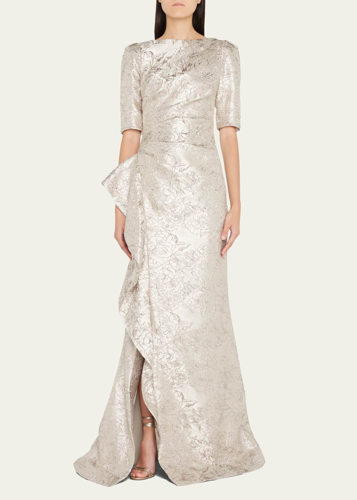 Rickie Freeman for Teri Jon Ruffle ALine Jacquard Gown Bergdorf Goodman