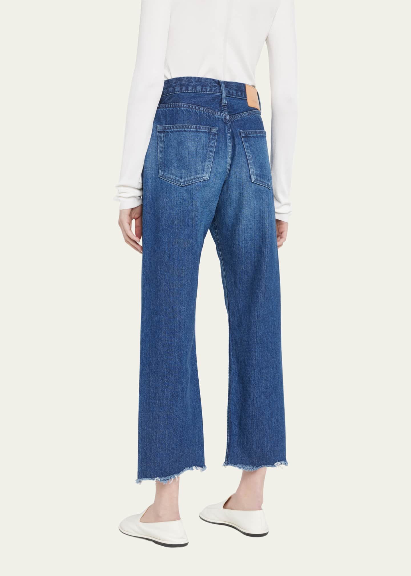 MOUSSY VINTAGE Capac Wide Straight Ankle Jeans with Frayed Hem