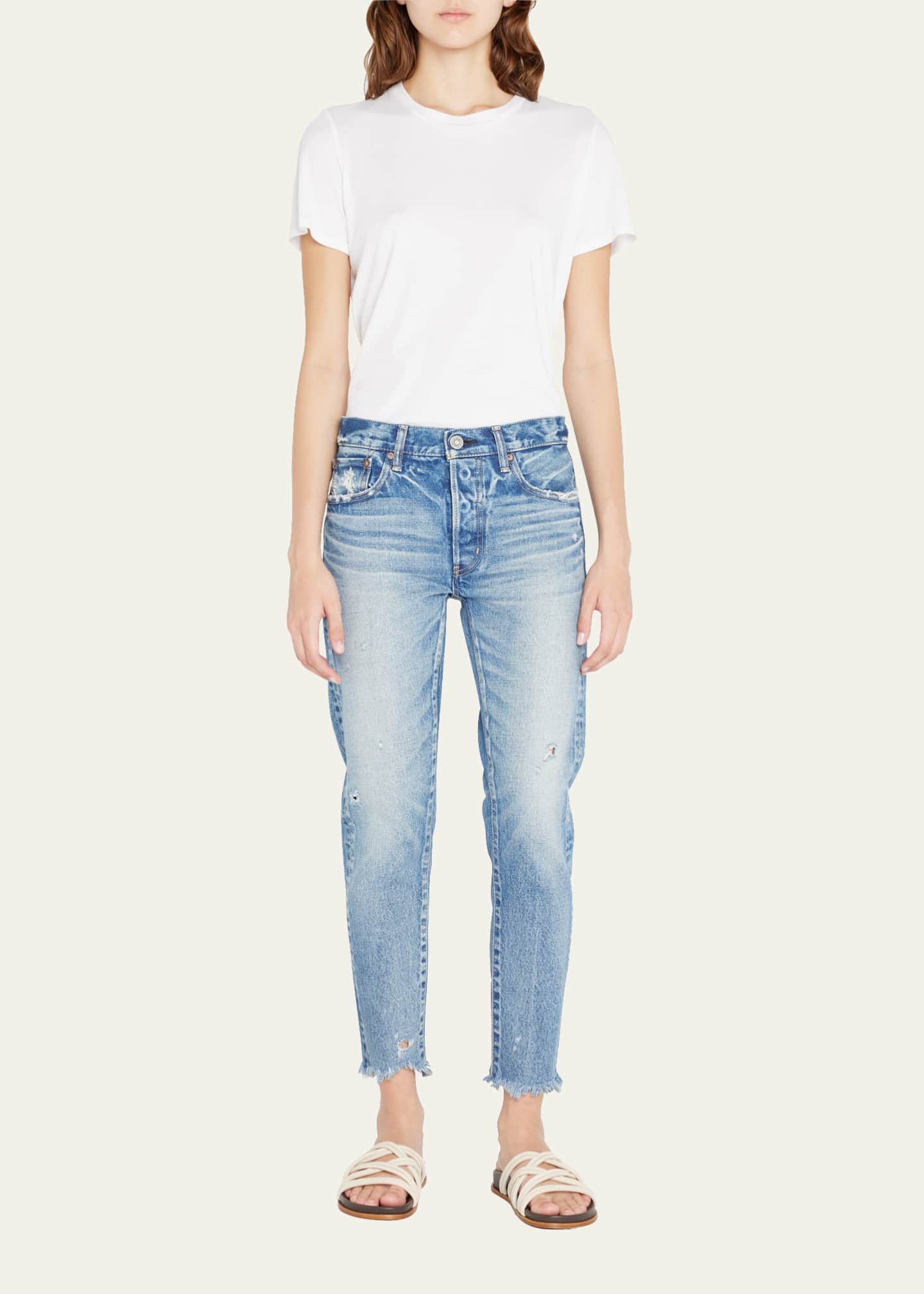 MOUSSY VINTAGE Merry Distressed Straight Tapered Ankle Jeans with