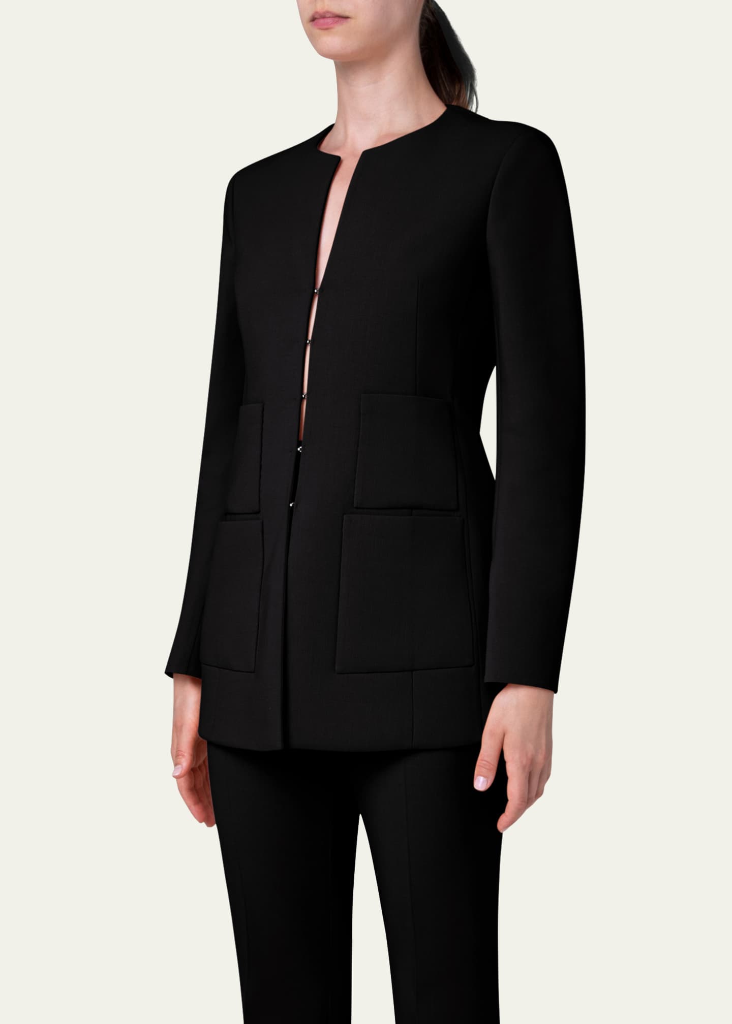 Akris Milena Double-Face Wool Hook-&-Eye Jacket Image 3 of 4