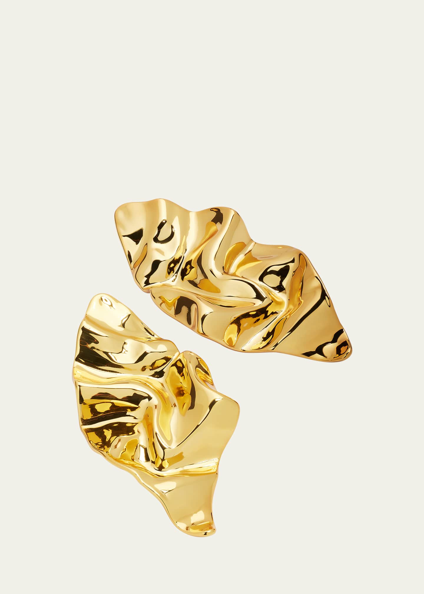 Alexis Bittar Crumpled Gold Large Post Earrings Image 3 of 5