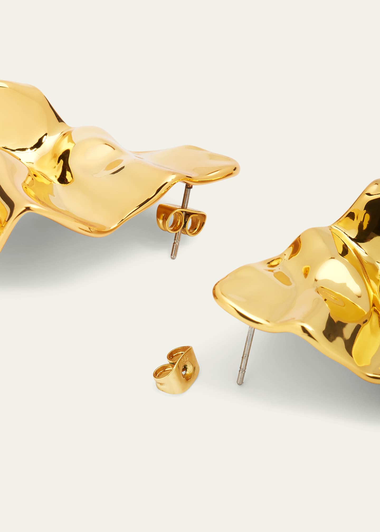 Alexis Bittar Crumpled Gold Large Post Earrings Image 4 of 5