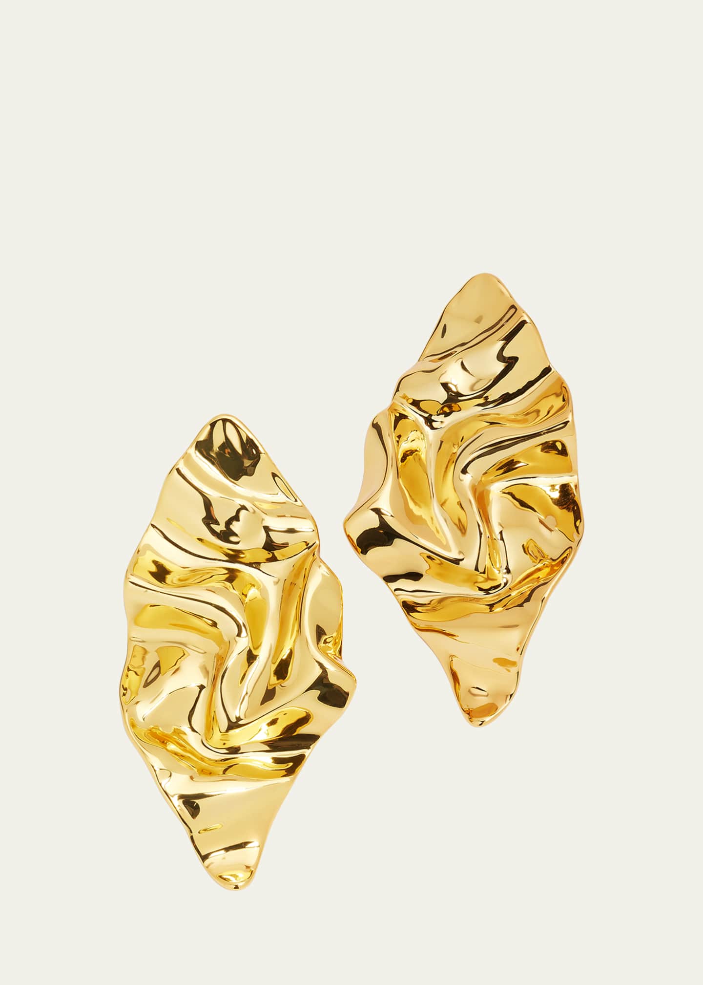 Alexis Bittar Crumpled Gold Large Post Earrings Image 1 of 5