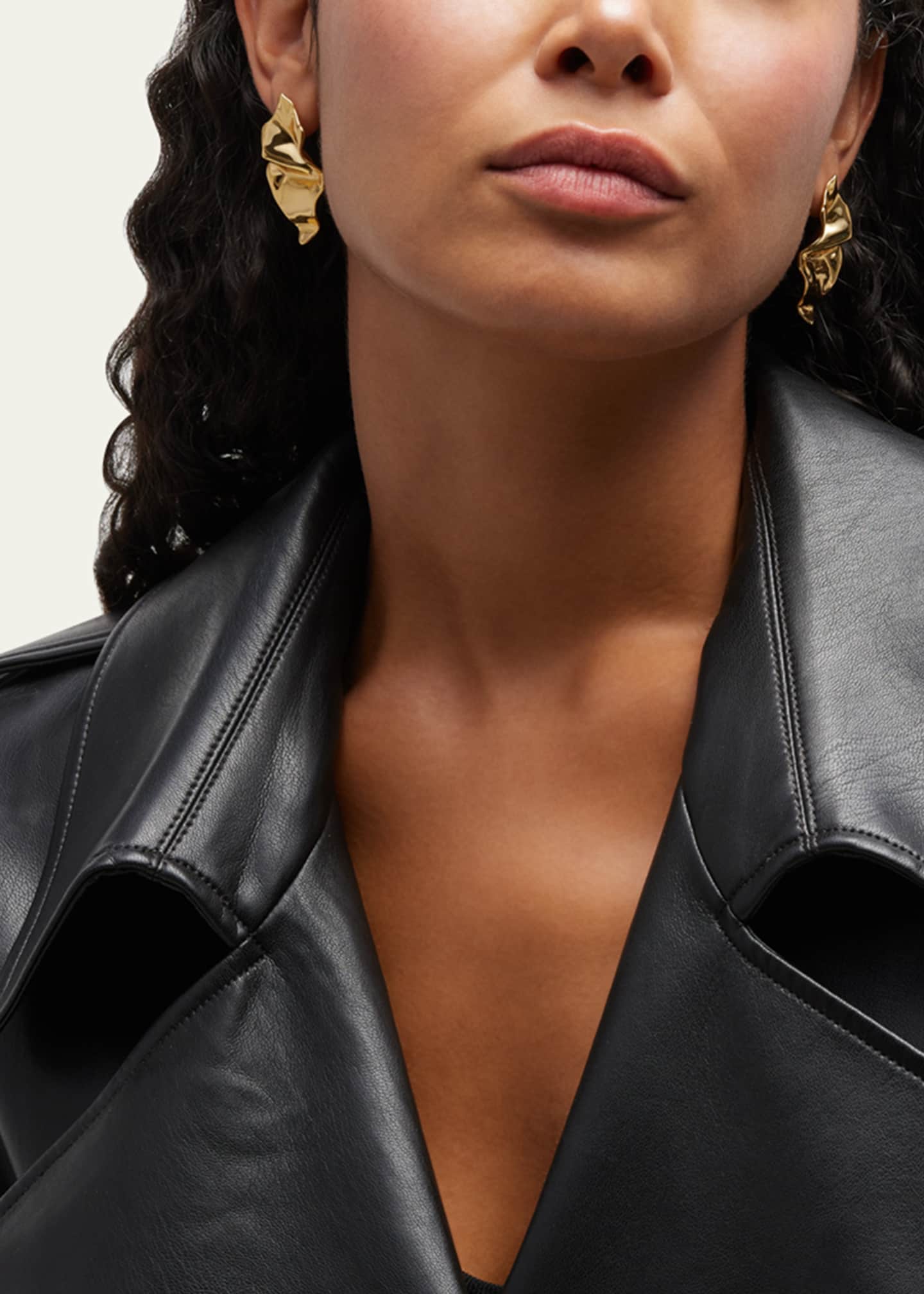 Alexis Bittar Crumpled Gold Small Post Earrings Image 5 of 5